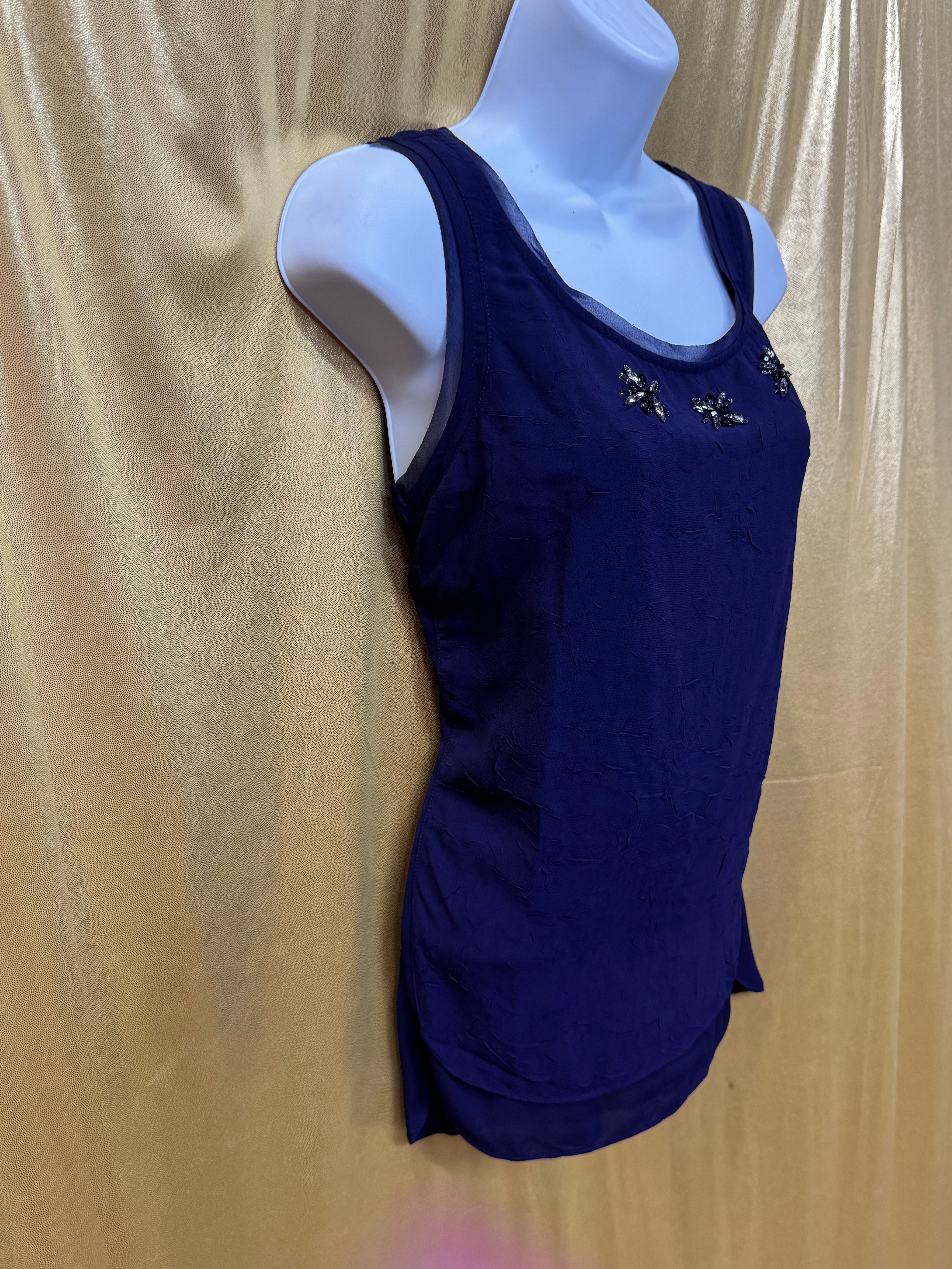 Simply Vera Vera Wang Purple Beaded Scoop Neck Tank Top, Size M