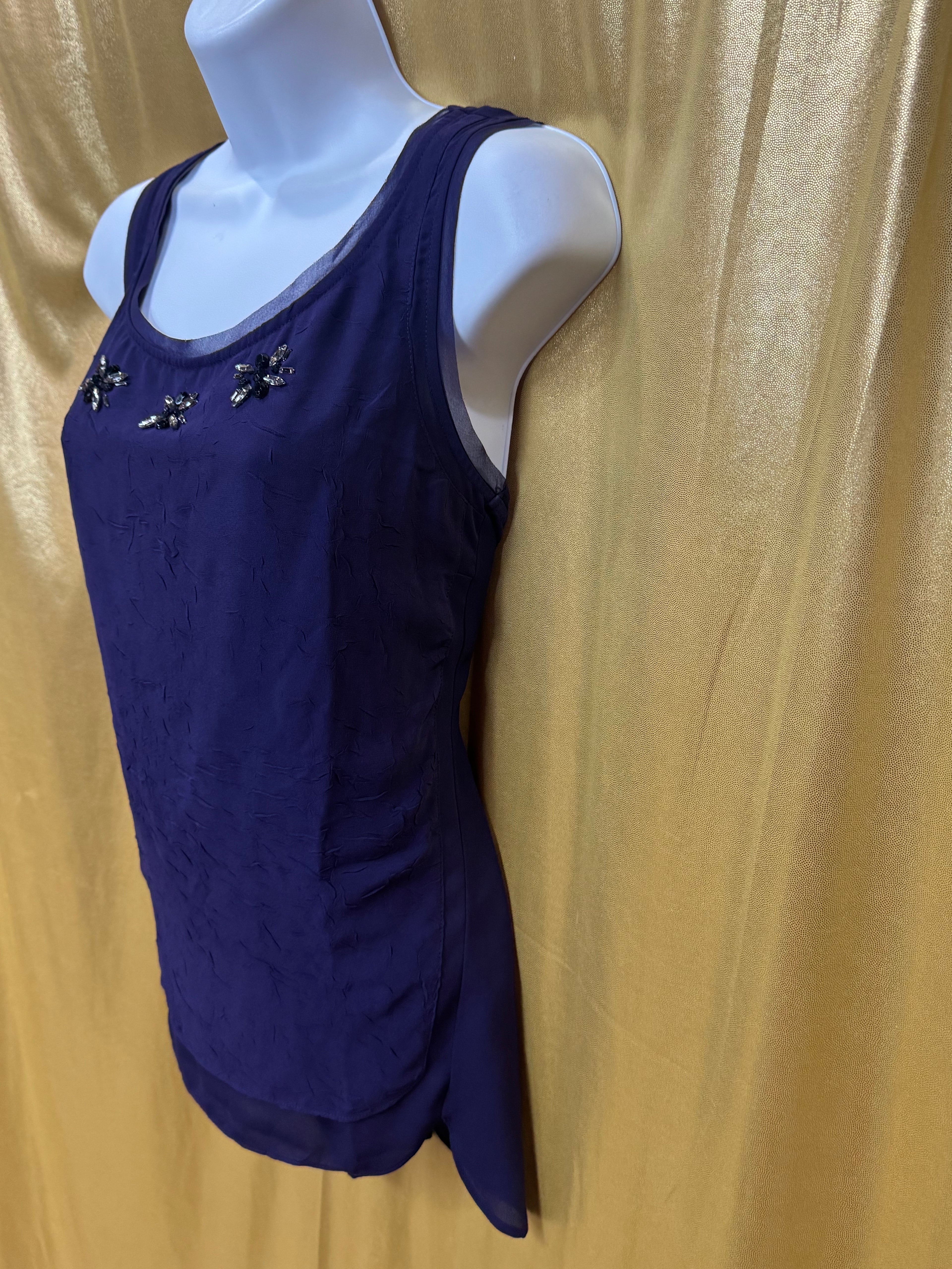 Simply Vera Vera Wang Purple Beaded Scoop Neck Tank Top, Size M