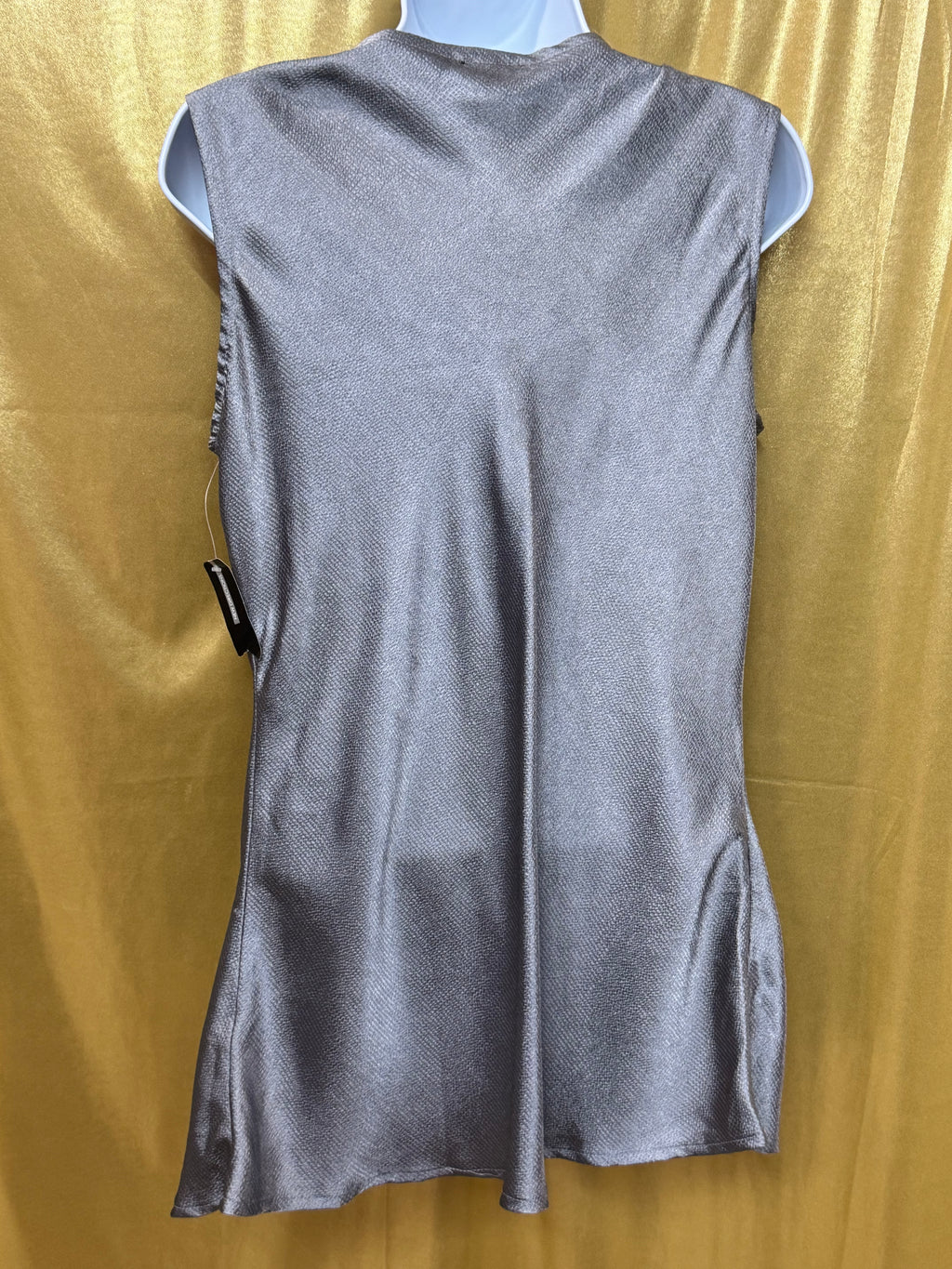 New Directions Silver Gray Cowl Neck Sleeveless Blouse Sequin Flower Medium NWT