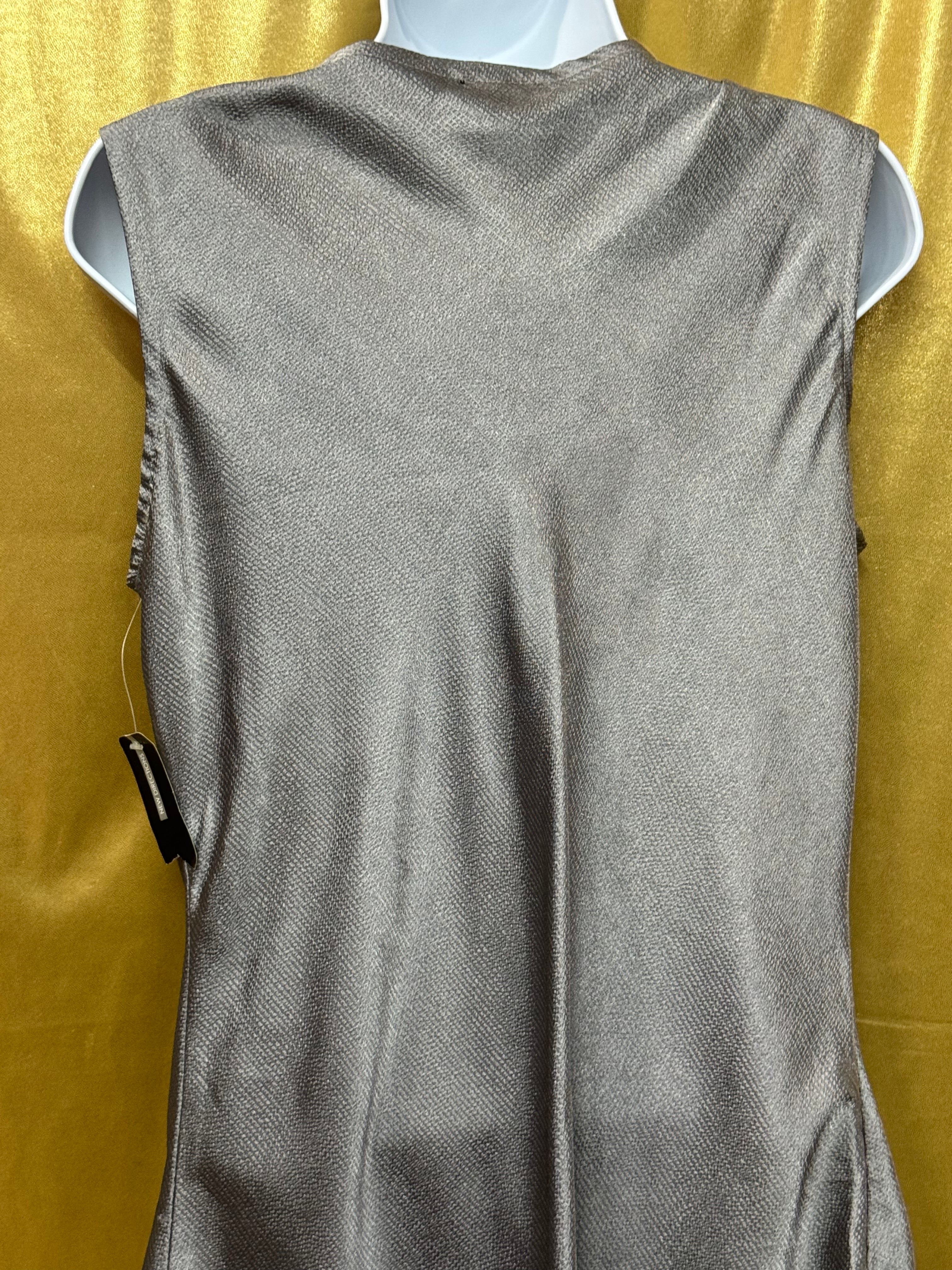 New Directions Silver Gray Cowl Neck Sleeveless Blouse Sequin Flower Medium NWT