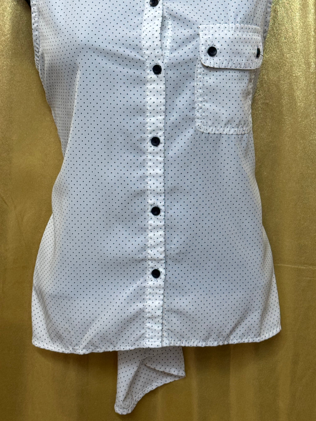 Timing Polka Dot Sleeveless Button Down Blouse Size M White Black