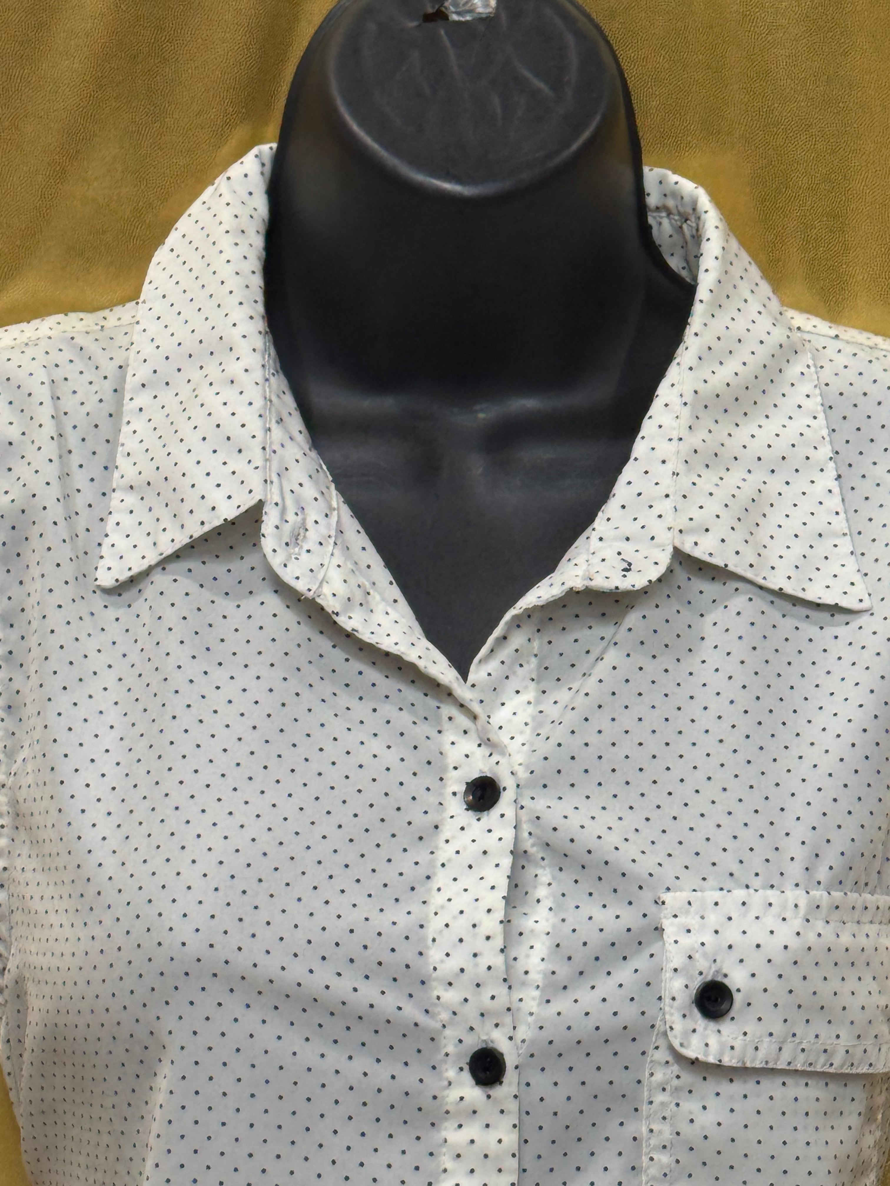Timing Polka Dot Sleeveless Button Down Blouse Size M White Black