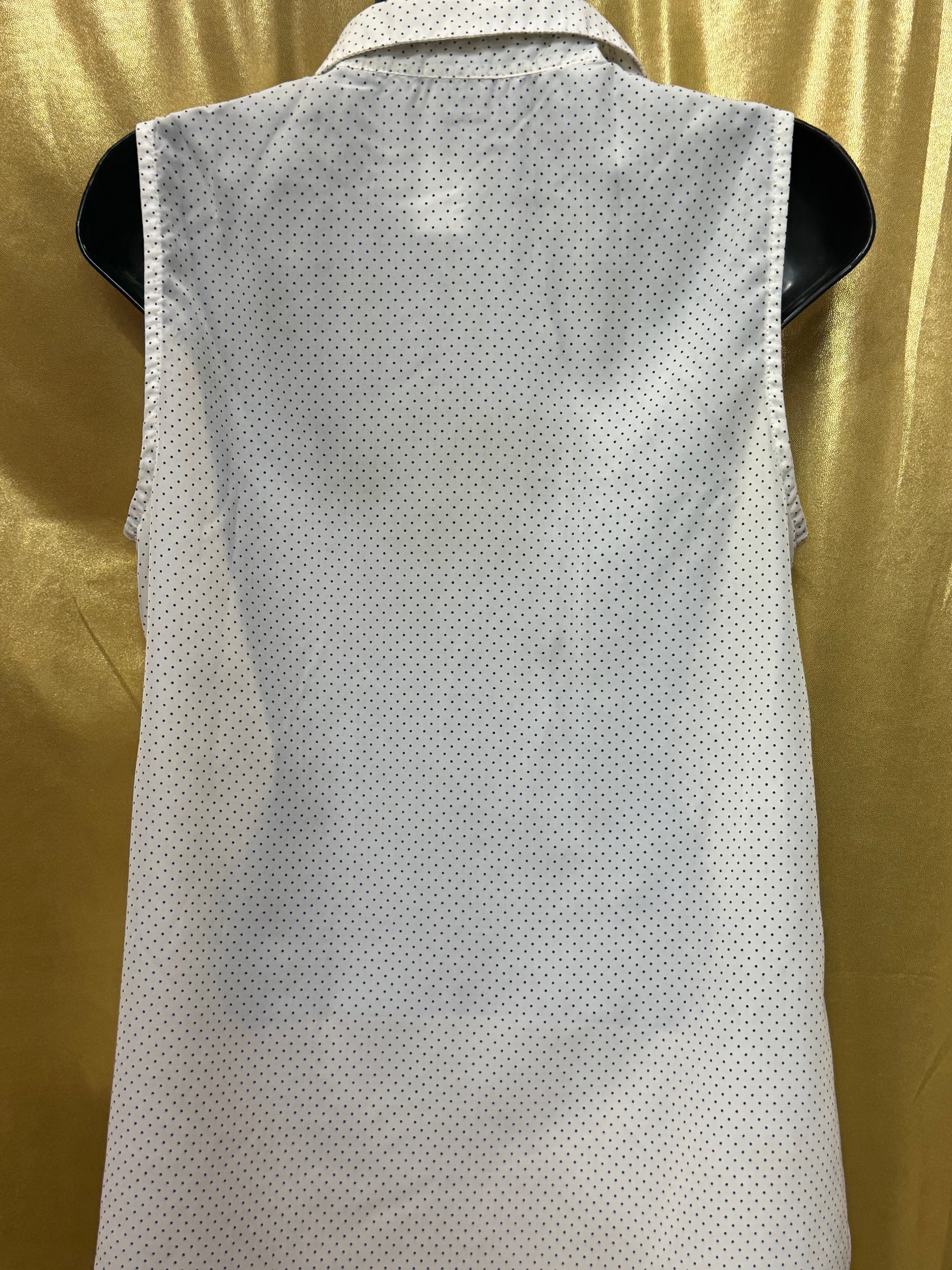 Timing Polka Dot Sleeveless Button Down Blouse Size M White Black
