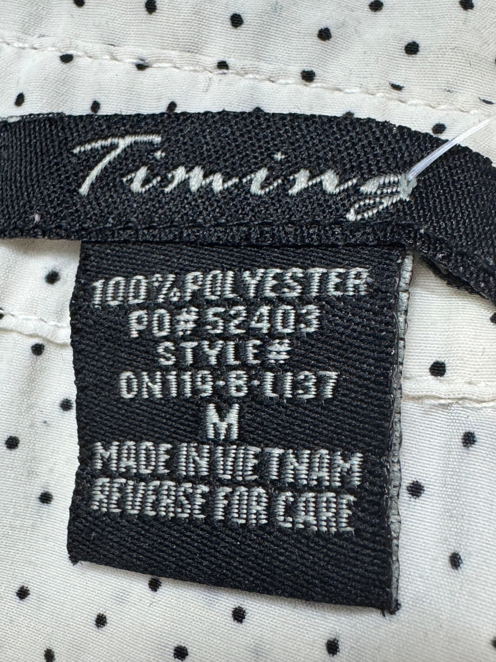 Timing Polka Dot Sleeveless Button Down Blouse Size M White Black