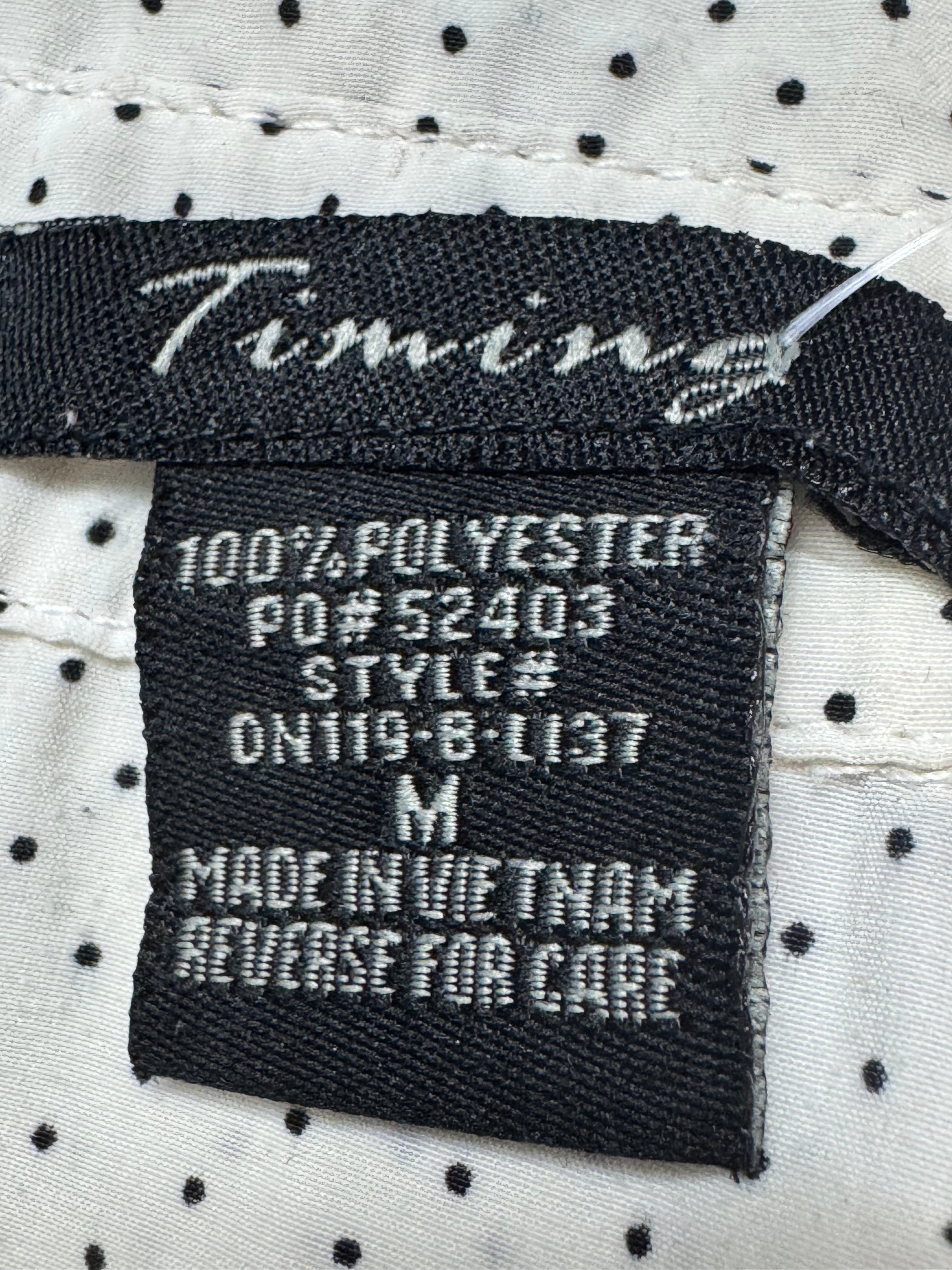 Timing Polka Dot Sleeveless Button Down Blouse Size M White Black