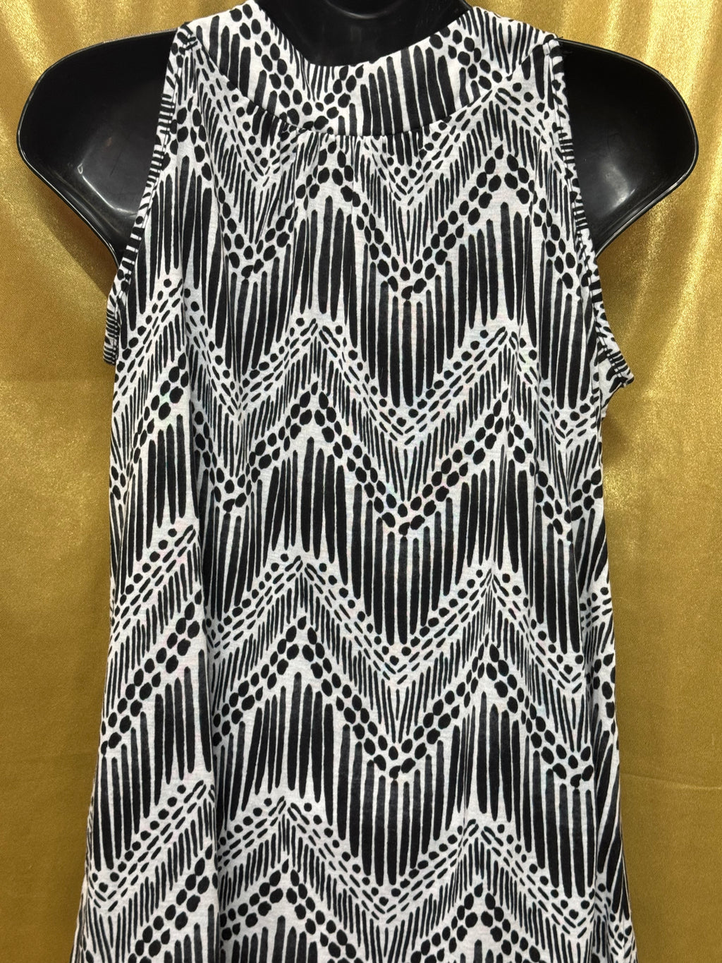 New Directions Black & White Boho Fringe Tank Top Size Medium