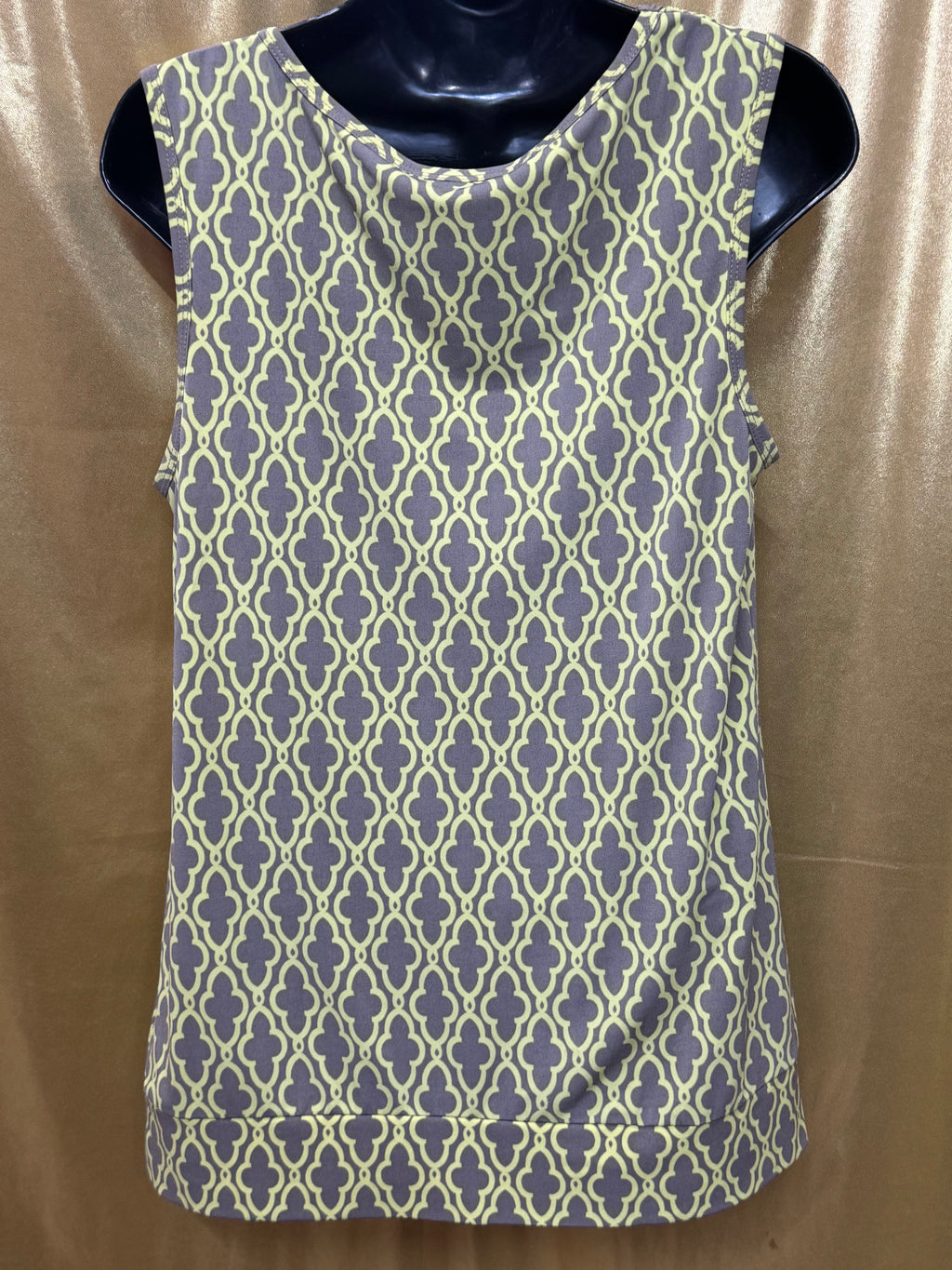 Banana Republic Yellow & Gray Geometric Draped Cowl Neck Sleeveless Top - Size M