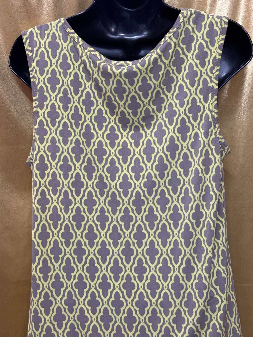 Banana Republic Yellow & Gray Geometric Draped Cowl Neck Sleeveless Top - Size M