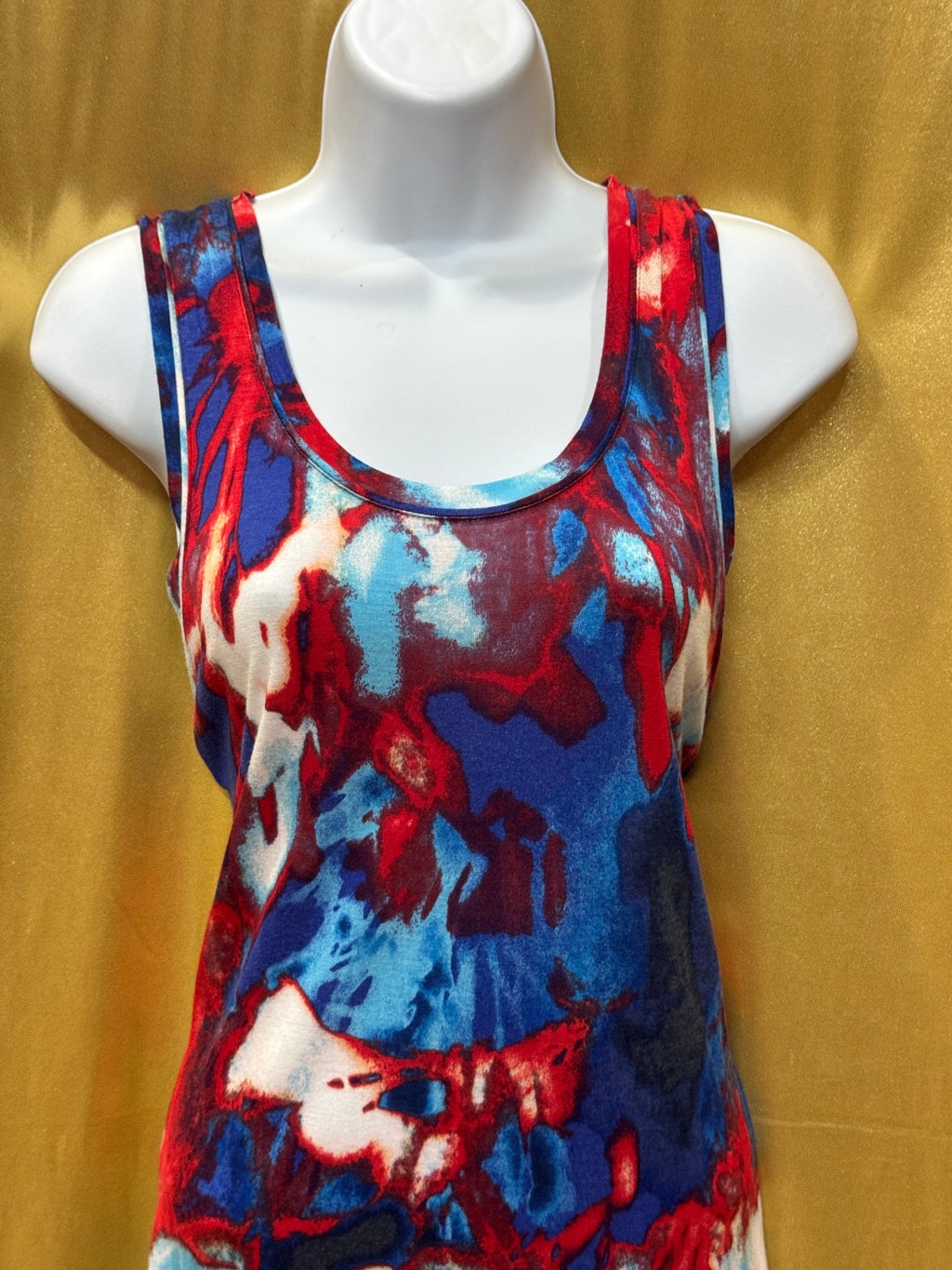 Simply Vera Vera Wang Abstract Tie Dye Scoop Neck Tank Top Medium