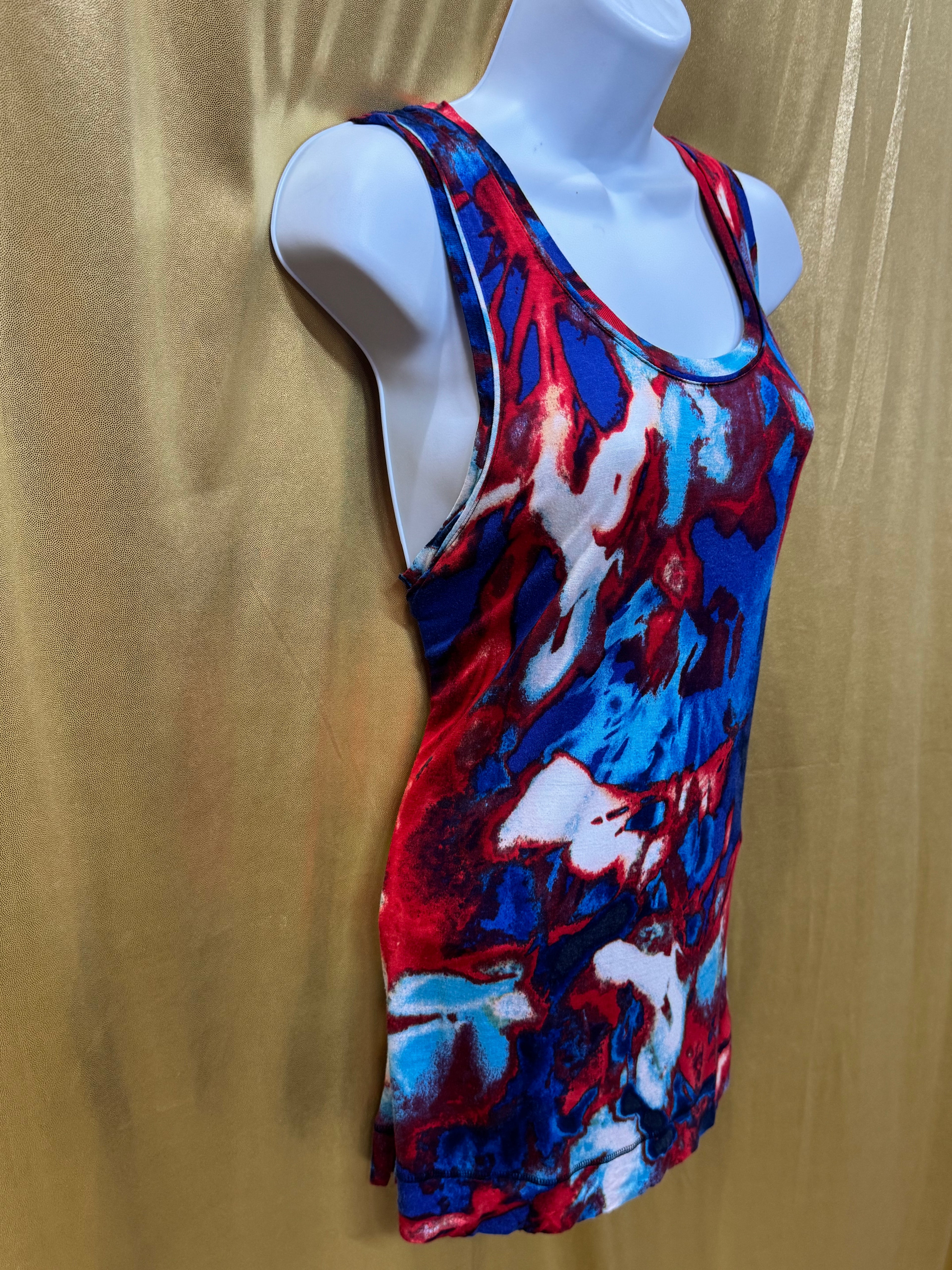 Simply Vera Vera Wang Abstract Tie Dye Scoop Neck Tank Top Medium