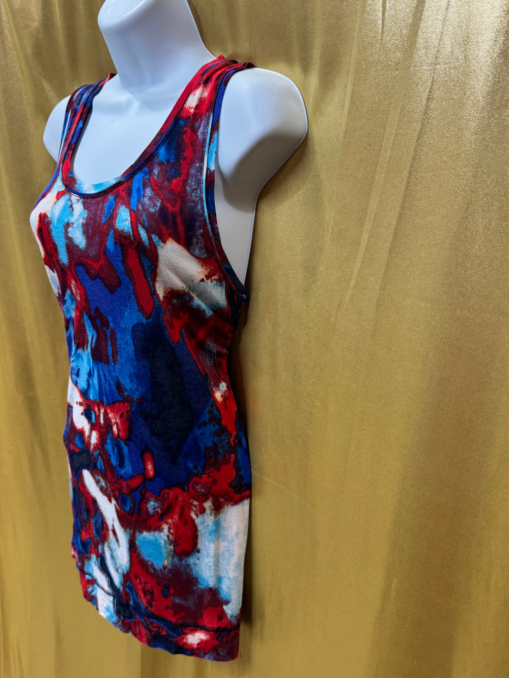 Simply Vera Vera Wang Abstract Tie Dye Scoop Neck Tank Top Medium
