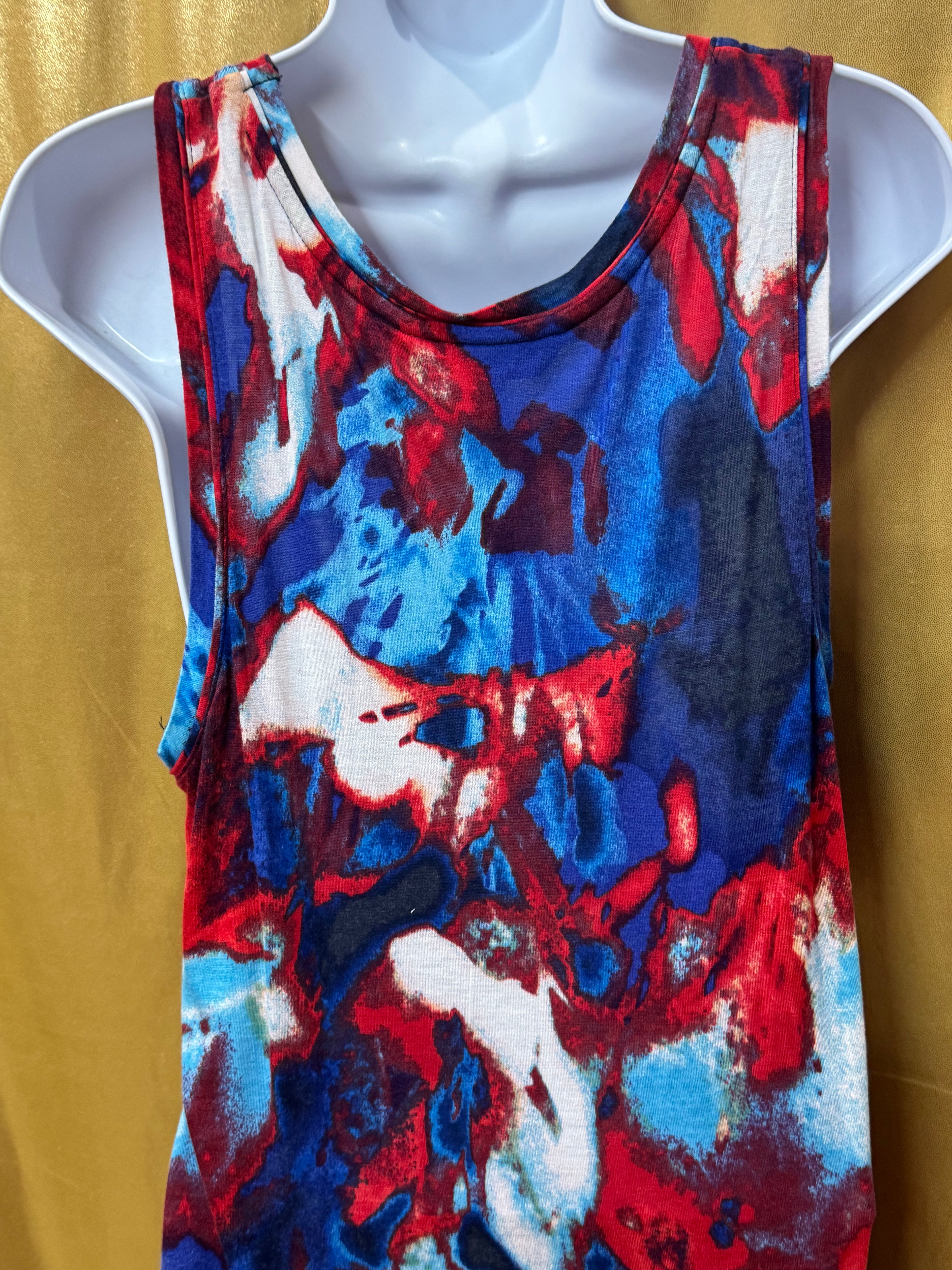 Simply Vera Vera Wang Abstract Tie Dye Scoop Neck Tank Top Medium