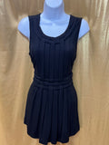 GRACE Black Sleeveless Lattice Pleated Tunic Dress Size M