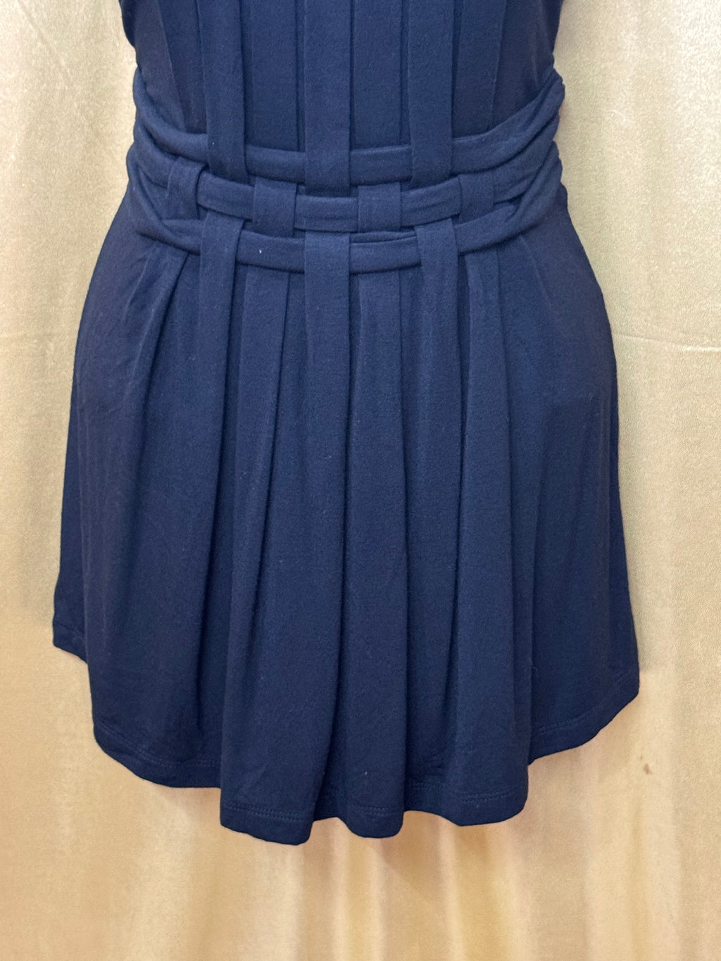 GRACE Black Sleeveless Lattice Pleated Tunic Dress Size M