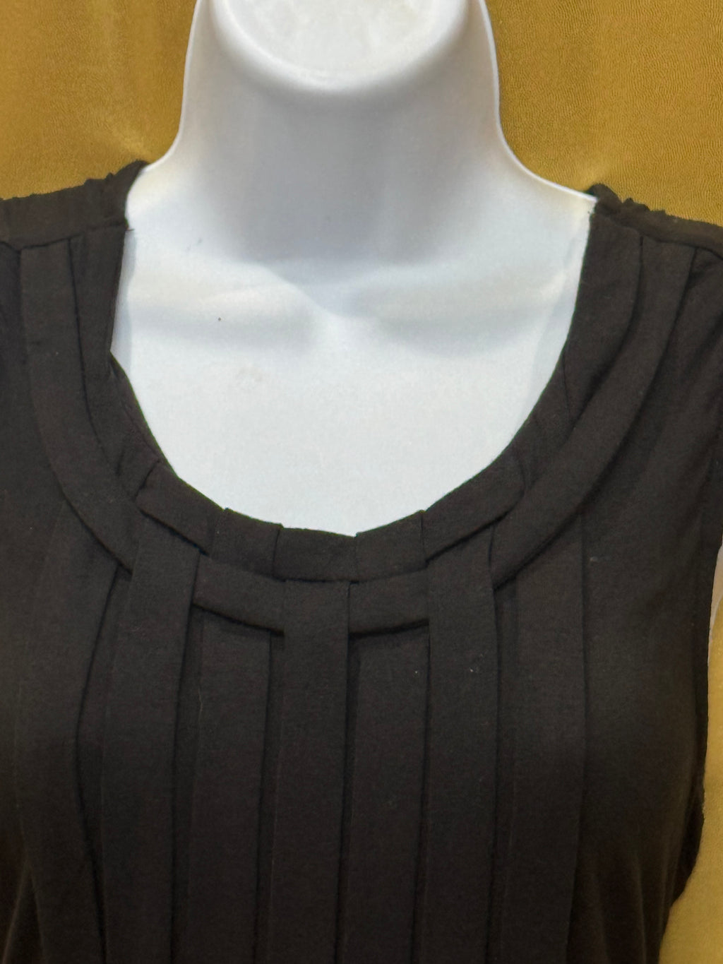 GRACE Black Sleeveless Lattice Pleated Tunic Dress Size M