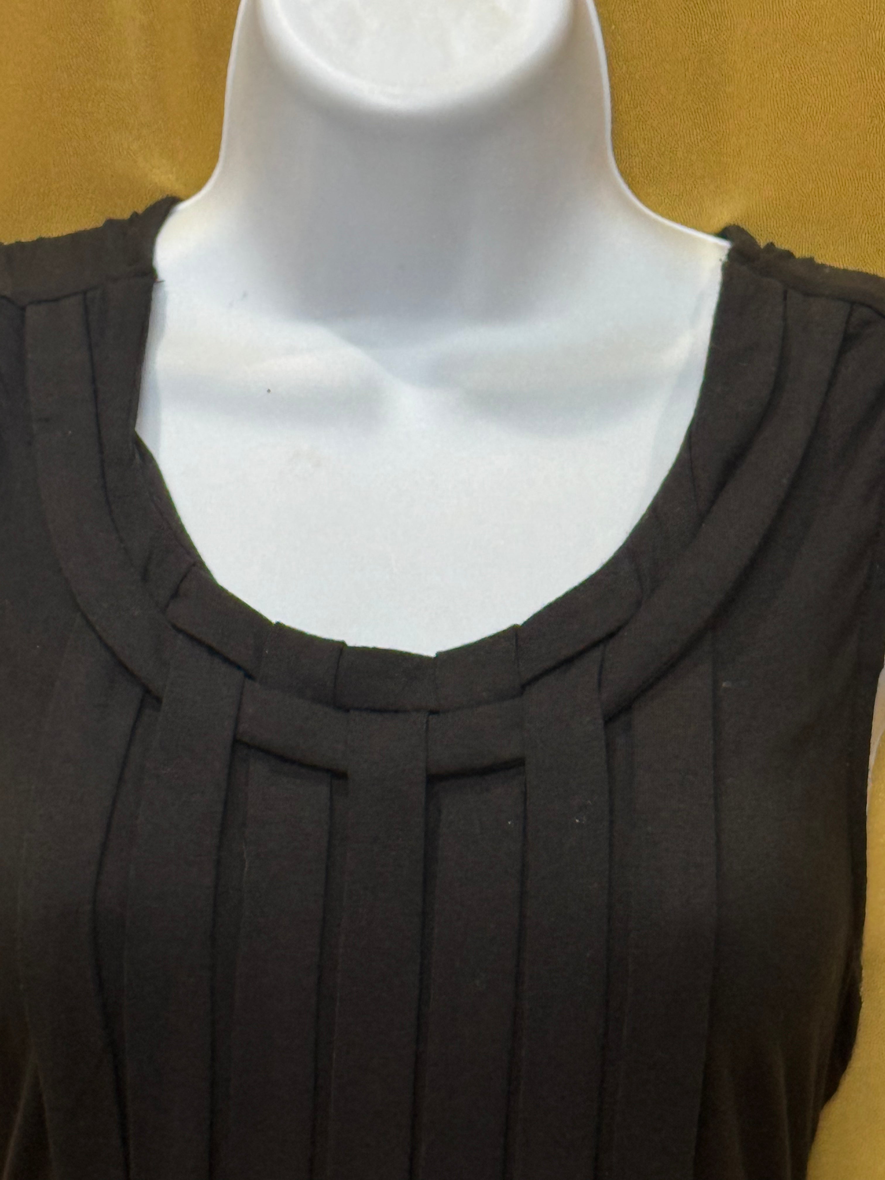 GRACE Black Sleeveless Lattice Pleated Tunic Dress Size M
