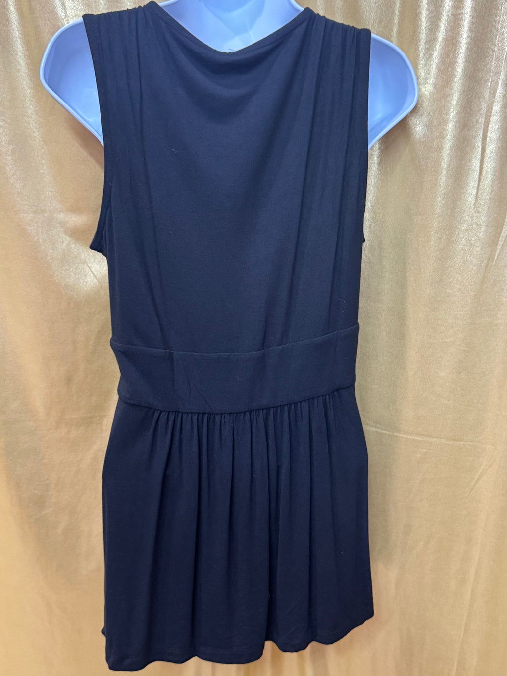 GRACE Black Sleeveless Lattice Pleated Tunic Dress Size M