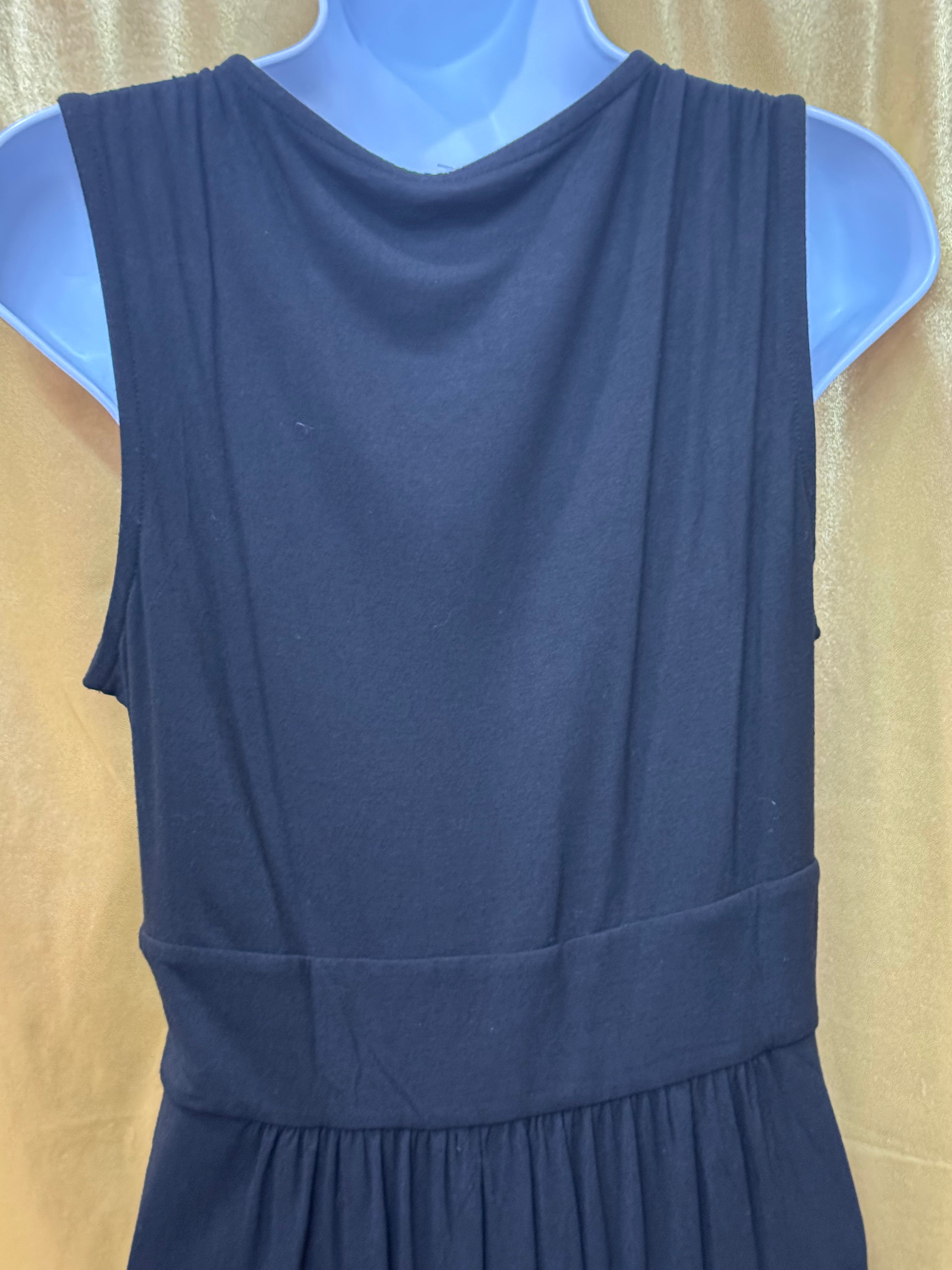 GRACE Black Sleeveless Lattice Pleated Tunic Dress Size M