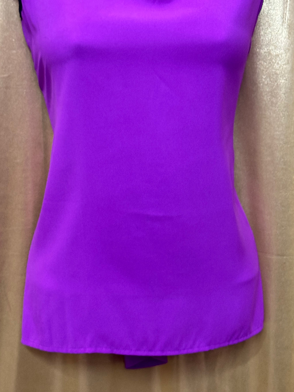 Calvin Klein Medium Purple Sleeveless V-Neck Blouse with Black Trim
