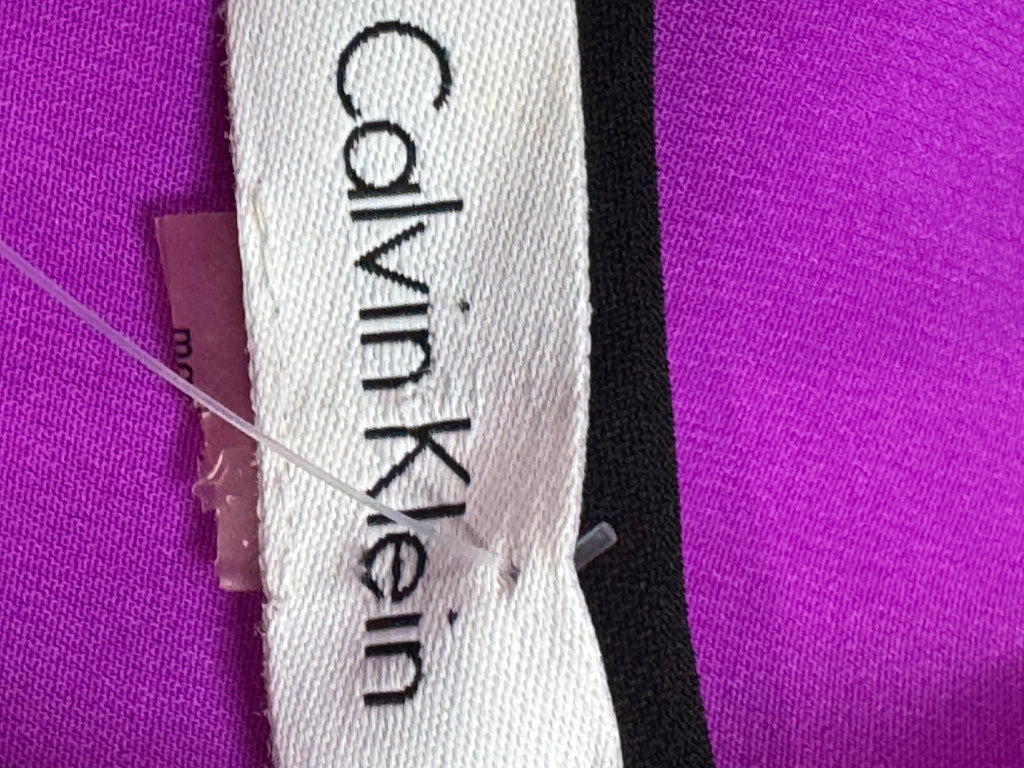 Calvin Klein Medium Purple Sleeveless V-Neck Blouse with Black Trim