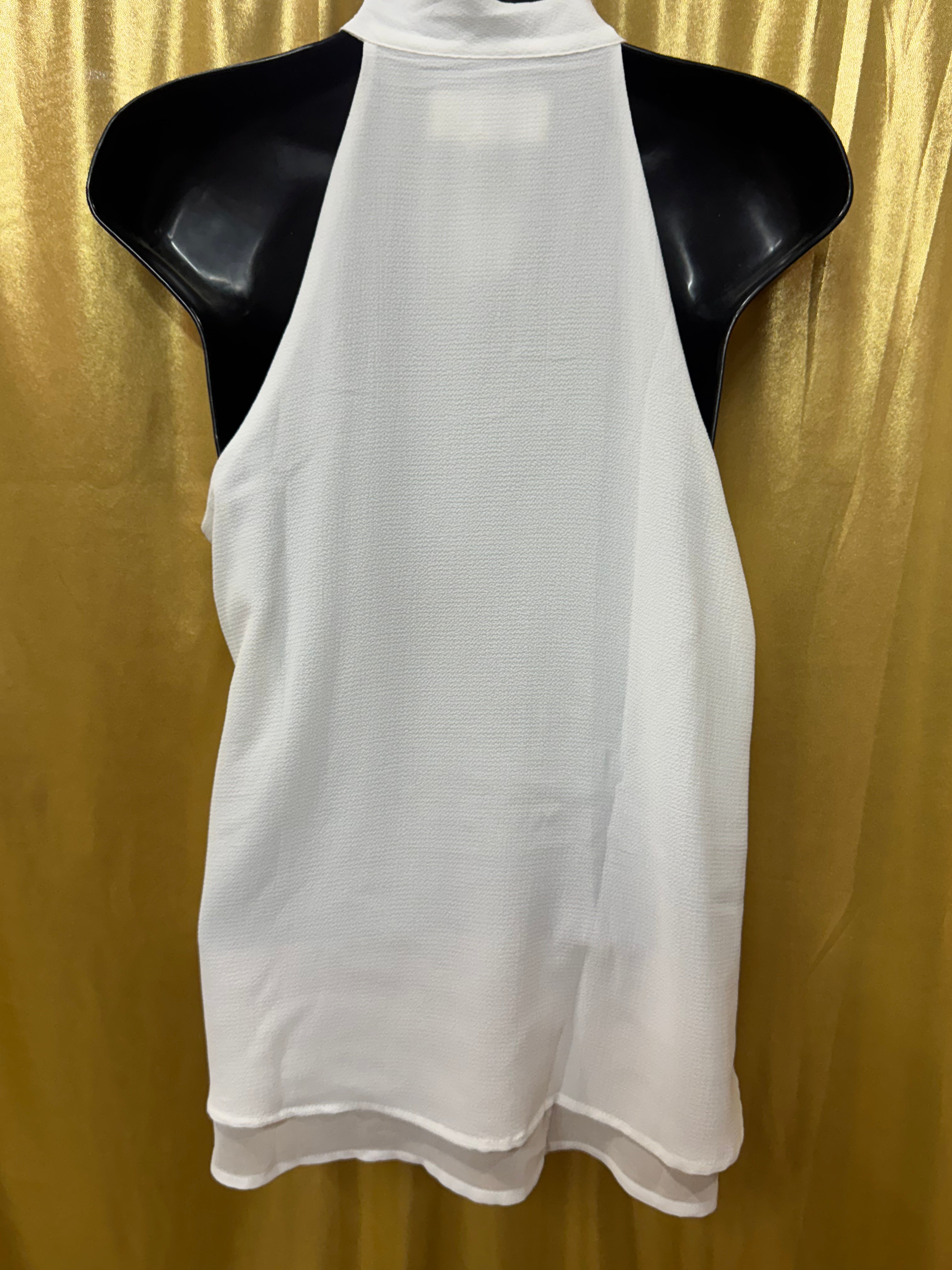 Sweet Wanderer White Textured Tie-Neck Halter Top - Size Medium