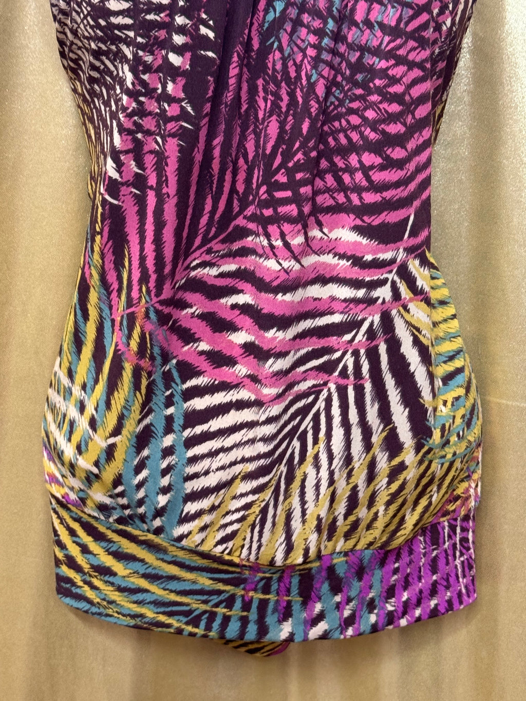 AXCESS Multi-Color Tropical Palm Blouse - Size M, Lightweight Sleeveless Tank