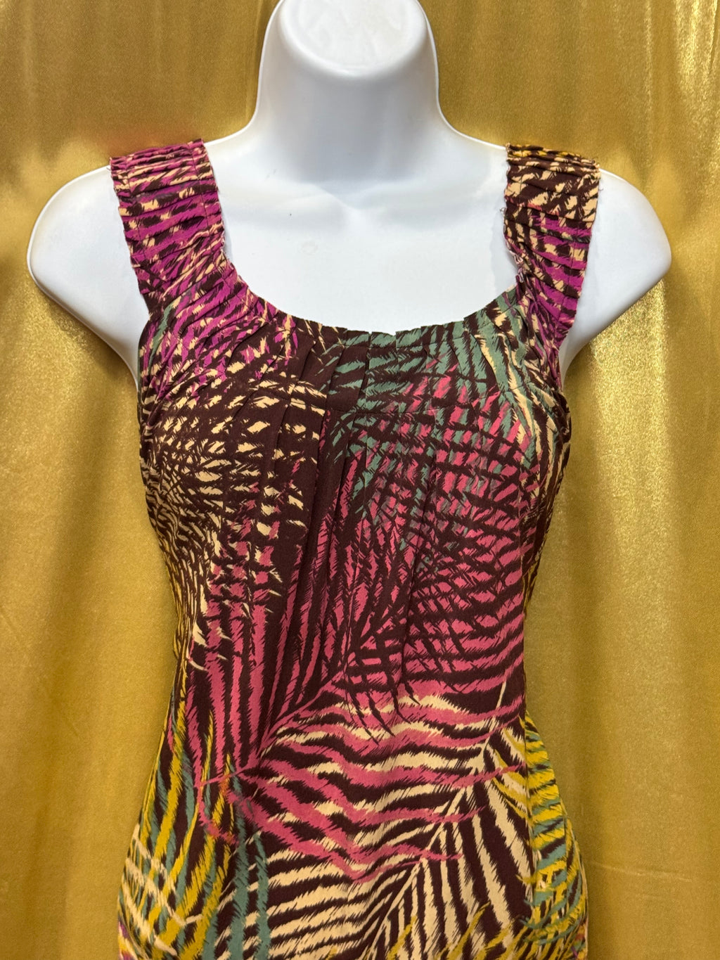 AXCESS Multi-Color Tropical Palm Blouse - Size M, Lightweight Sleeveless Tank
