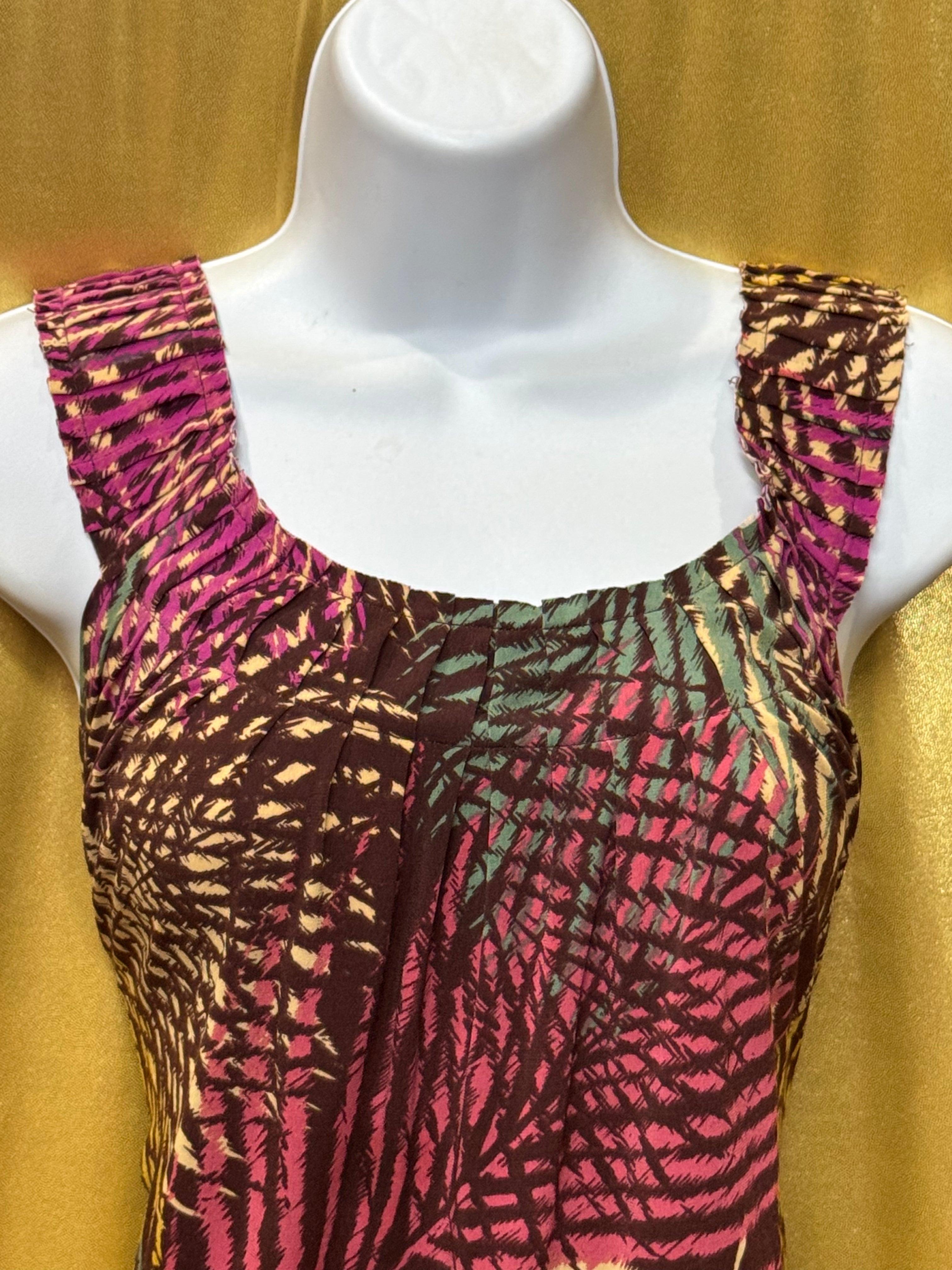 AXCESS Multi-Color Tropical Palm Blouse - Size M, Lightweight Sleeveless Tank
