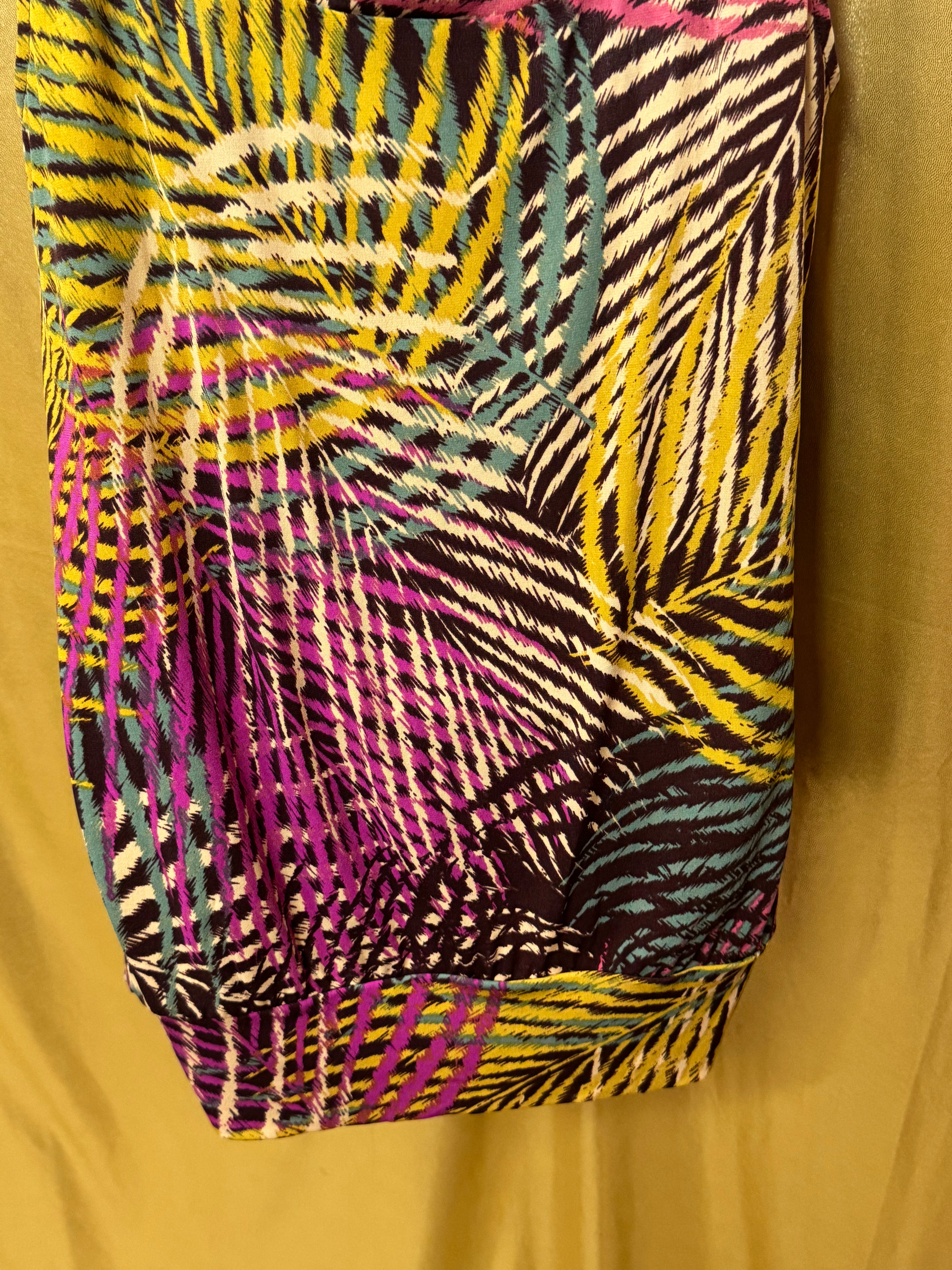 AXCESS Multi-Color Tropical Palm Blouse - Size M, Lightweight Sleeveless Tank