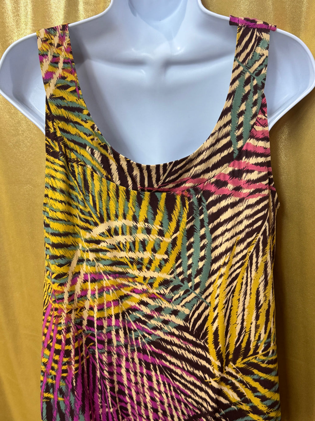 AXCESS Multi-Color Tropical Palm Blouse - Size M, Lightweight Sleeveless Tank