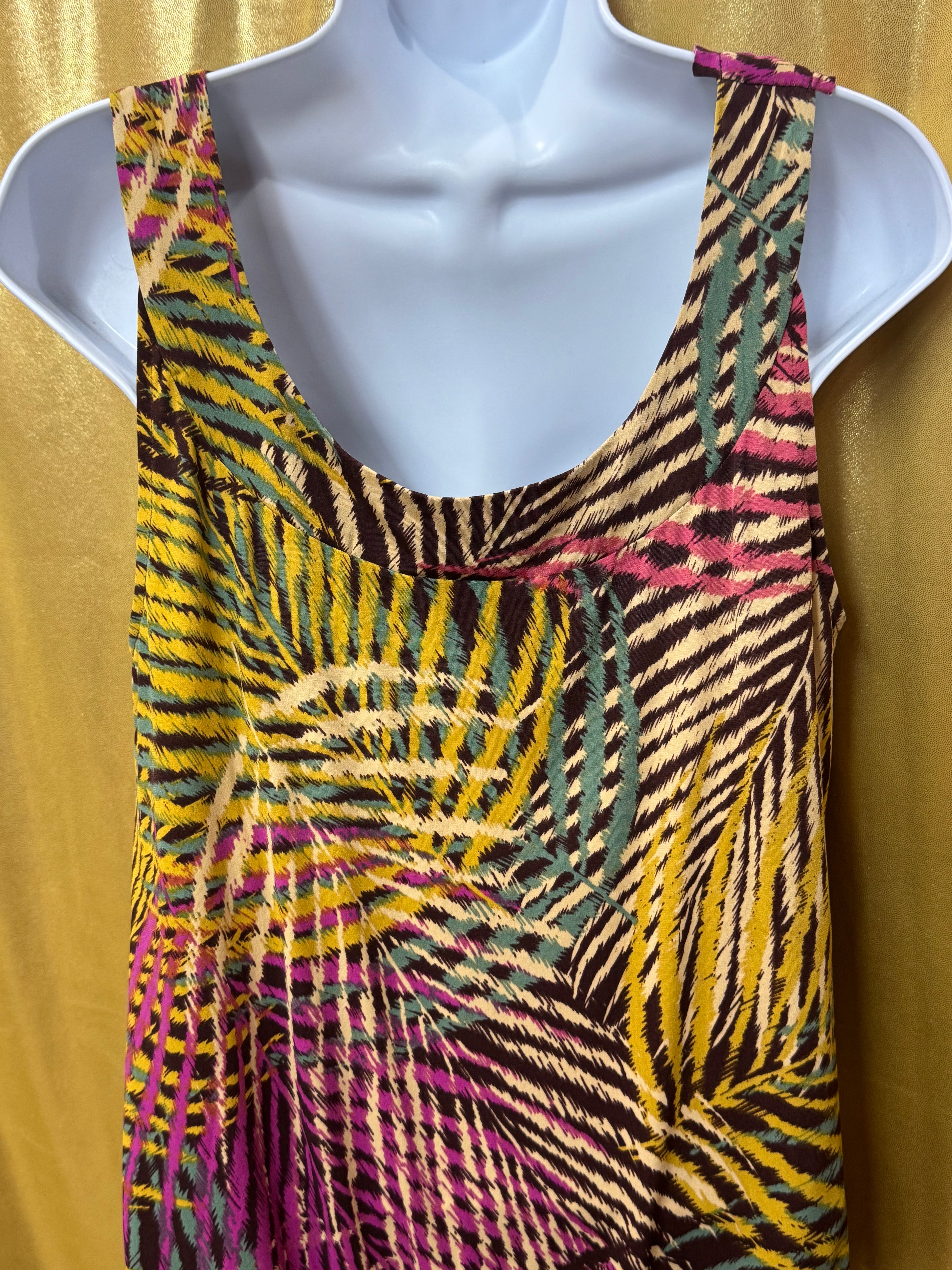 AXCESS Multi-Color Tropical Palm Blouse - Size M, Lightweight Sleeveless Tank