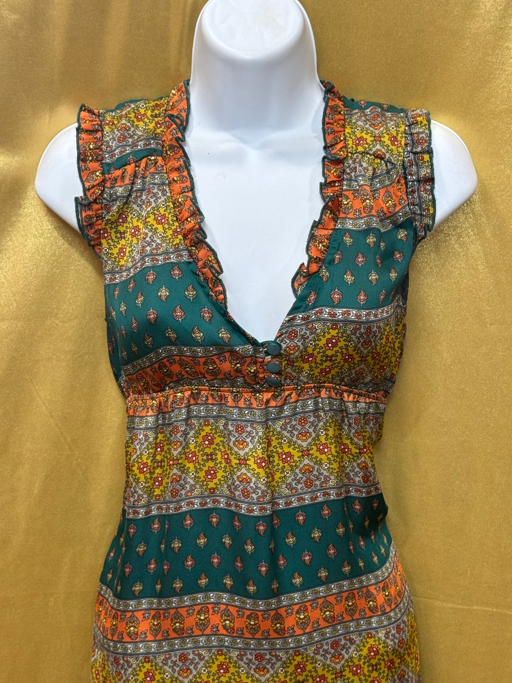 Ophelia Boho Empire Waist Ruffled Tunic Top - Size M