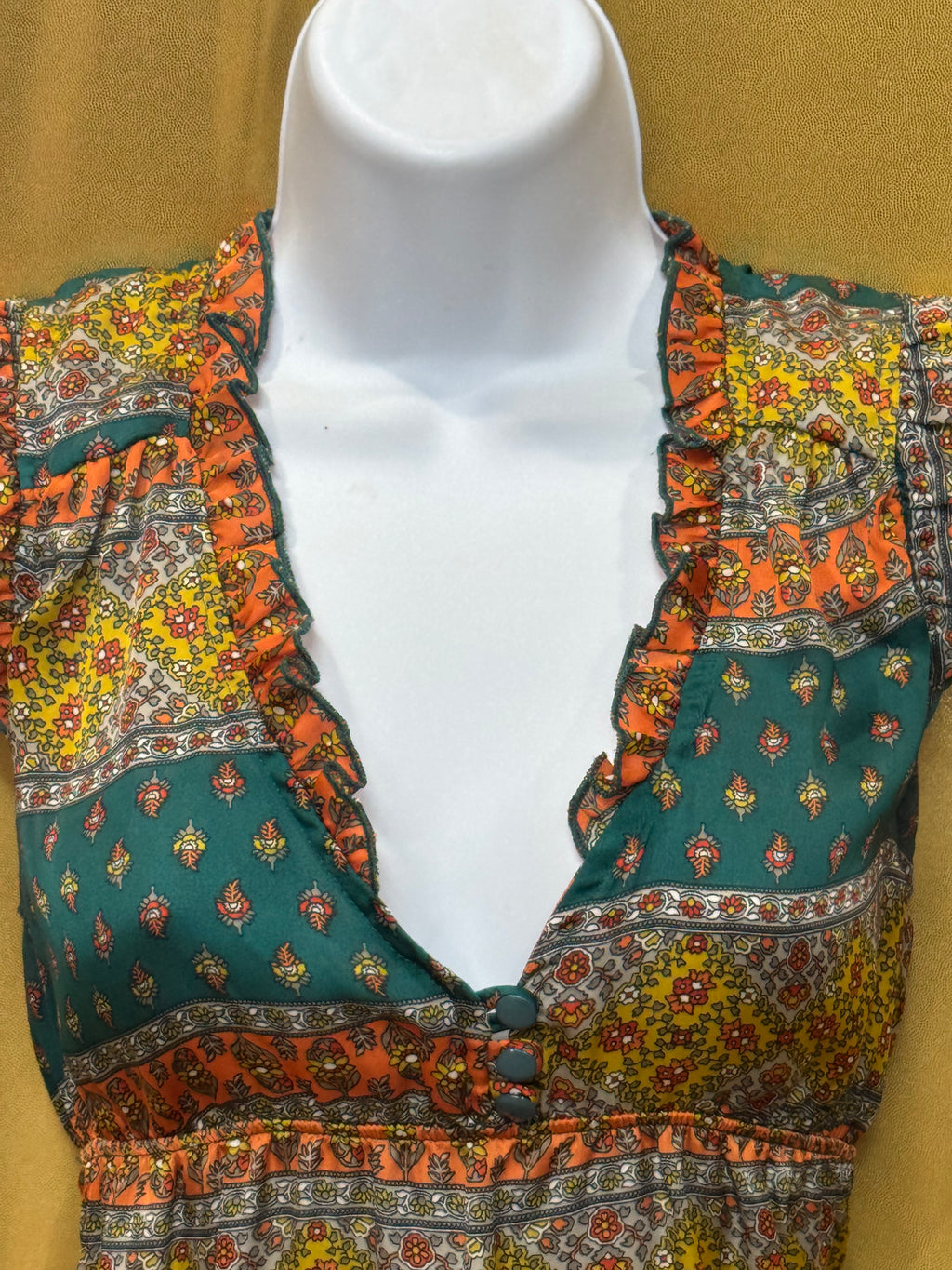 Ophelia Boho Empire Waist Ruffled Tunic Top - Size M