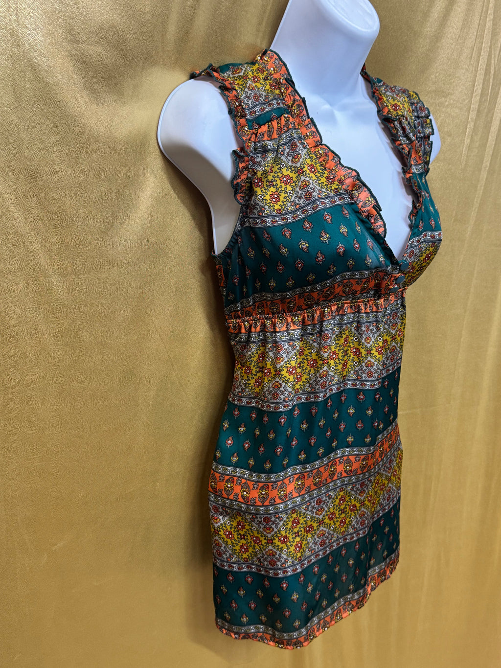 Ophelia Boho Empire Waist Ruffled Tunic Top - Size M