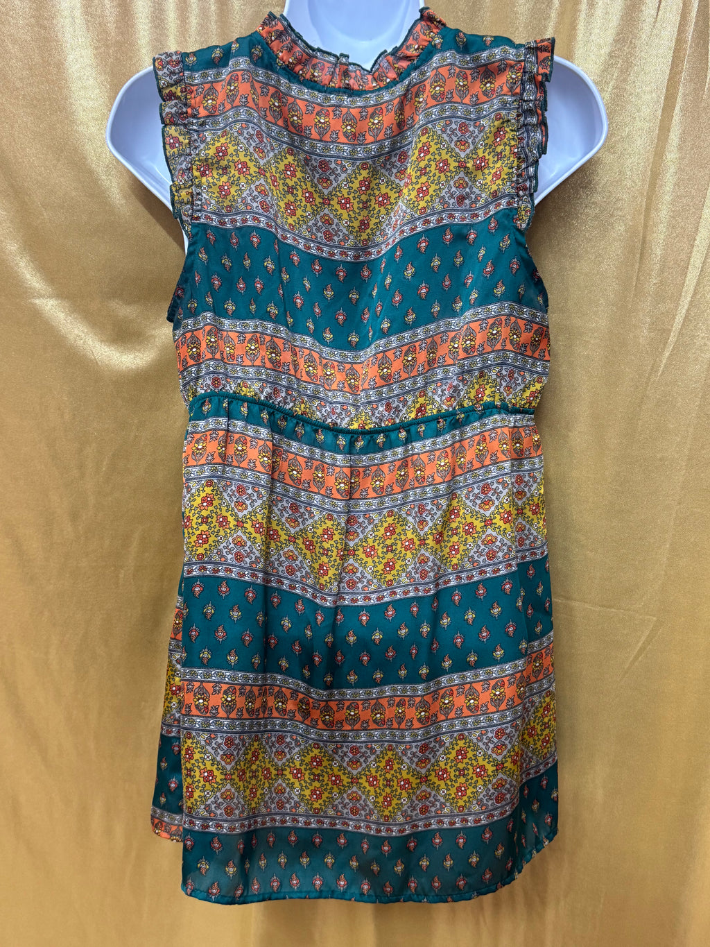 Ophelia Boho Empire Waist Ruffled Tunic Top - Size M