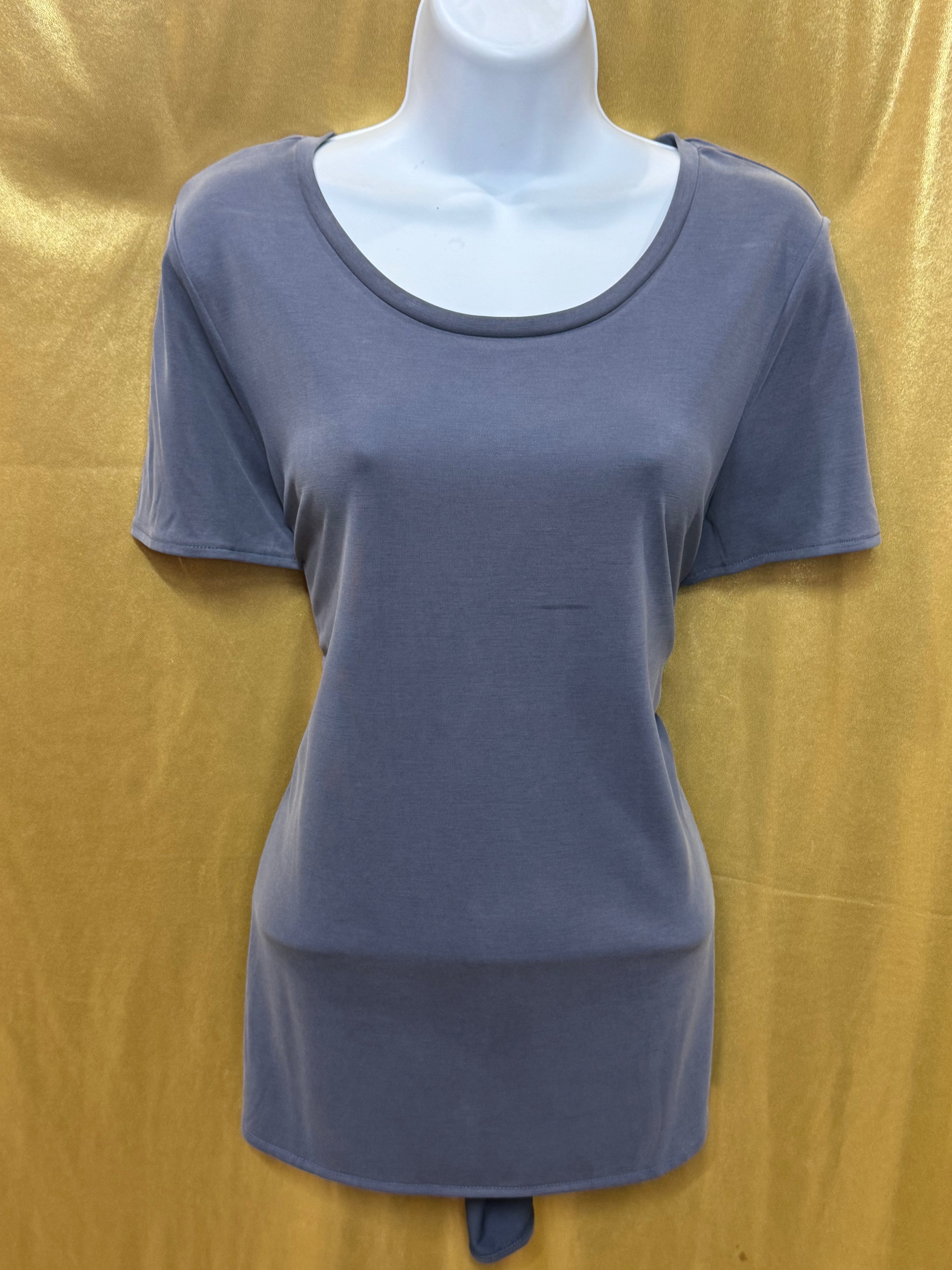 Banana Republic Slate Blue Scoop Neck Modal Blend Short Sleeve Blouse - Size M