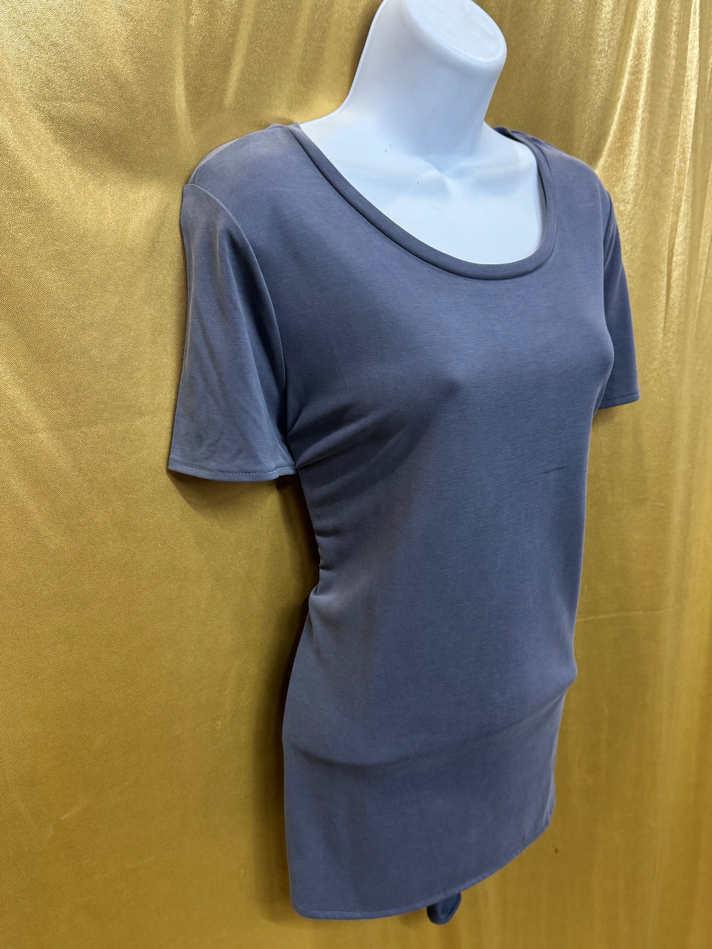 Banana Republic Slate Blue Scoop Neck Modal Blend Short Sleeve Blouse - Size M