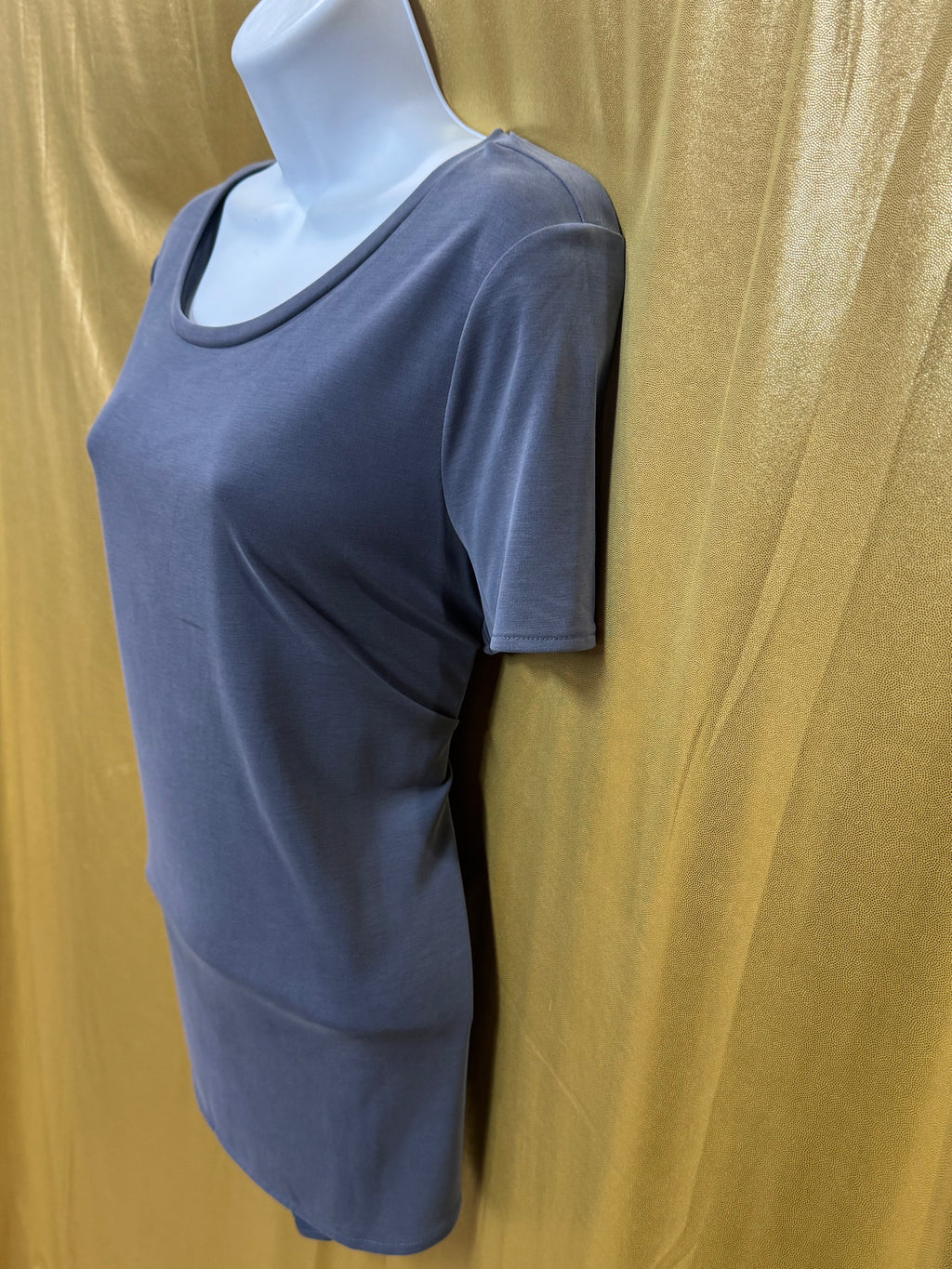 Banana Republic Slate Blue Scoop Neck Modal Blend Short Sleeve Blouse - Size M