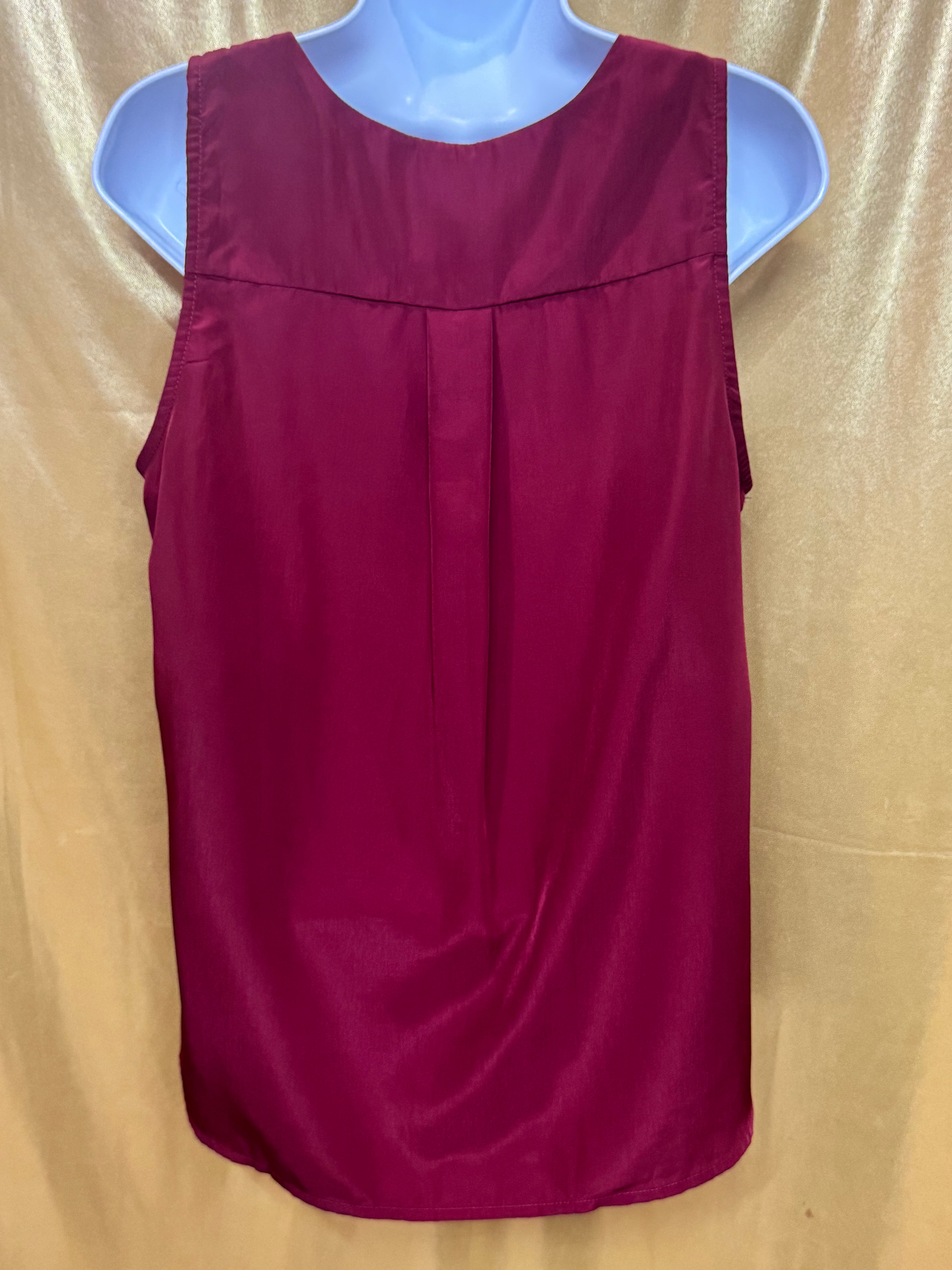 Pink Owl Burgundy Sleeveless V-Neck Geometric Geo Trim Tank Top - Size Medium
