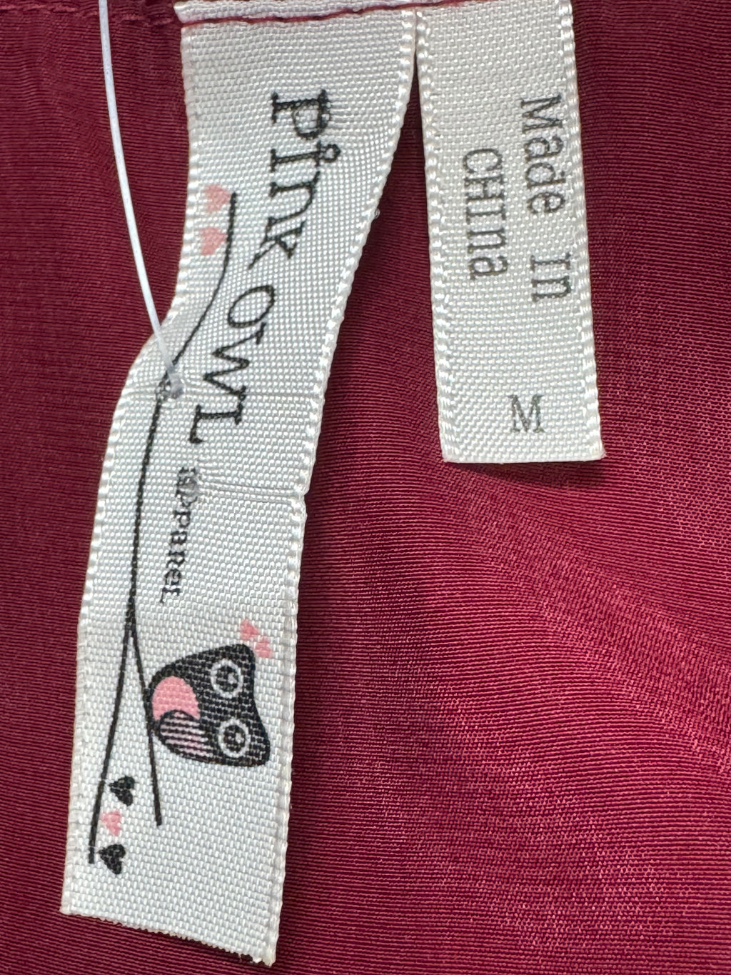 Pink Owl Burgundy Sleeveless V-Neck Geometric Geo Trim Tank Top - Size Medium