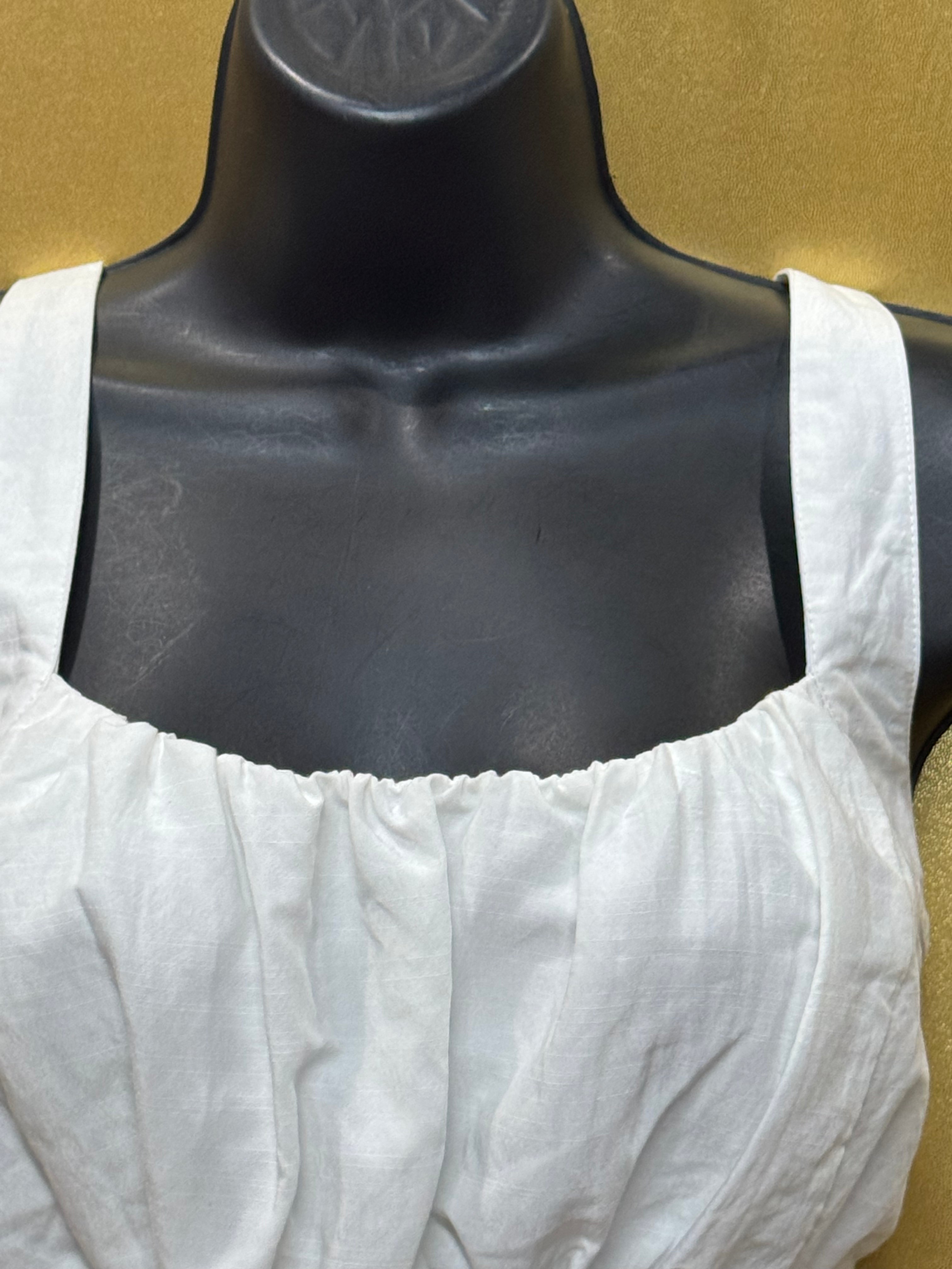 She & Sky White Smocked Peplum Cami Top Medium