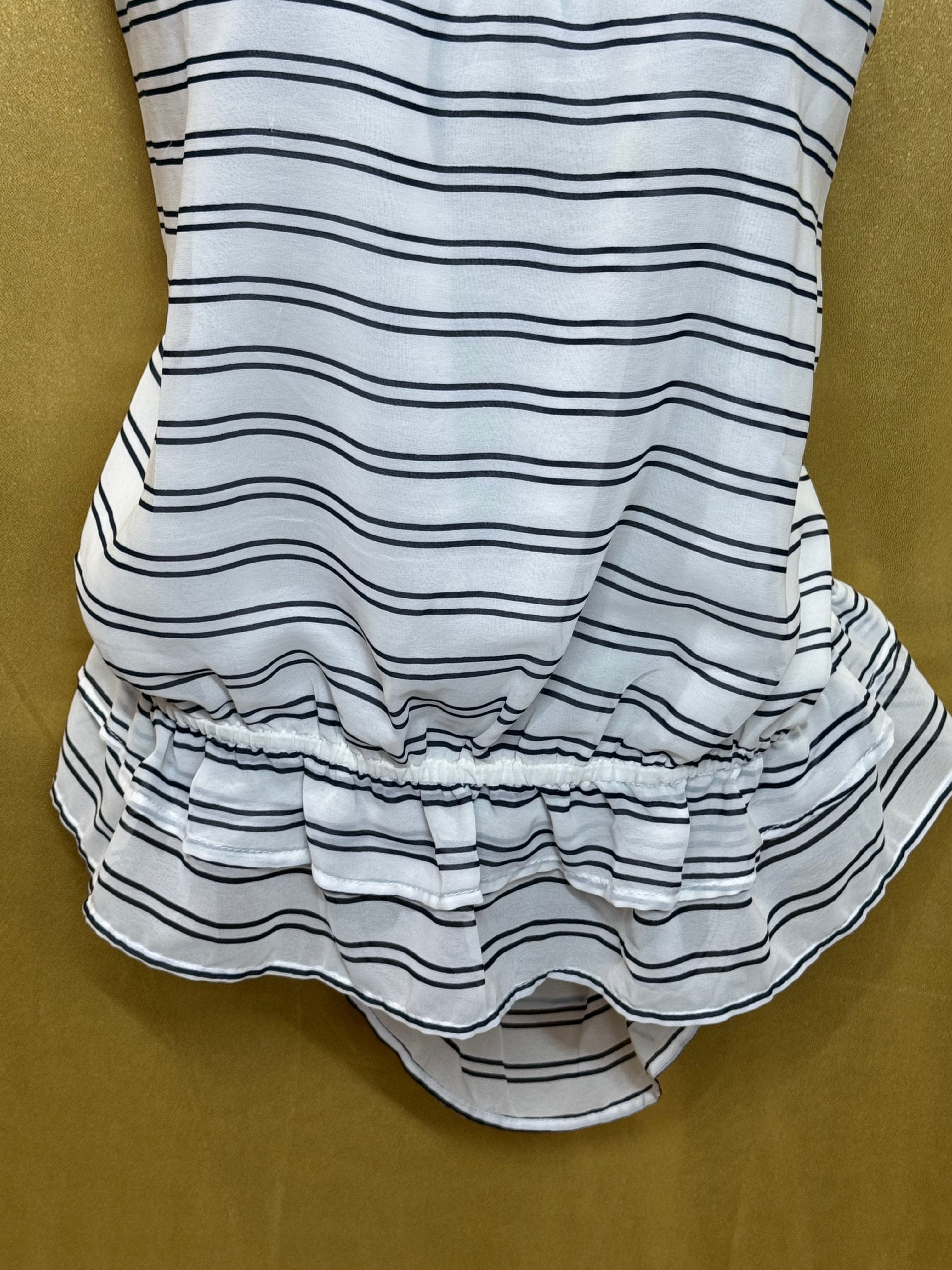 Banana Republic Striped Cami Tank Top Medium Ruffle Peplum 100% Polyester