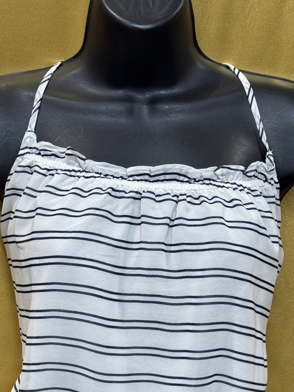 Banana Republic Striped Cami Tank Top Medium Ruffle Peplum 100% Polyester