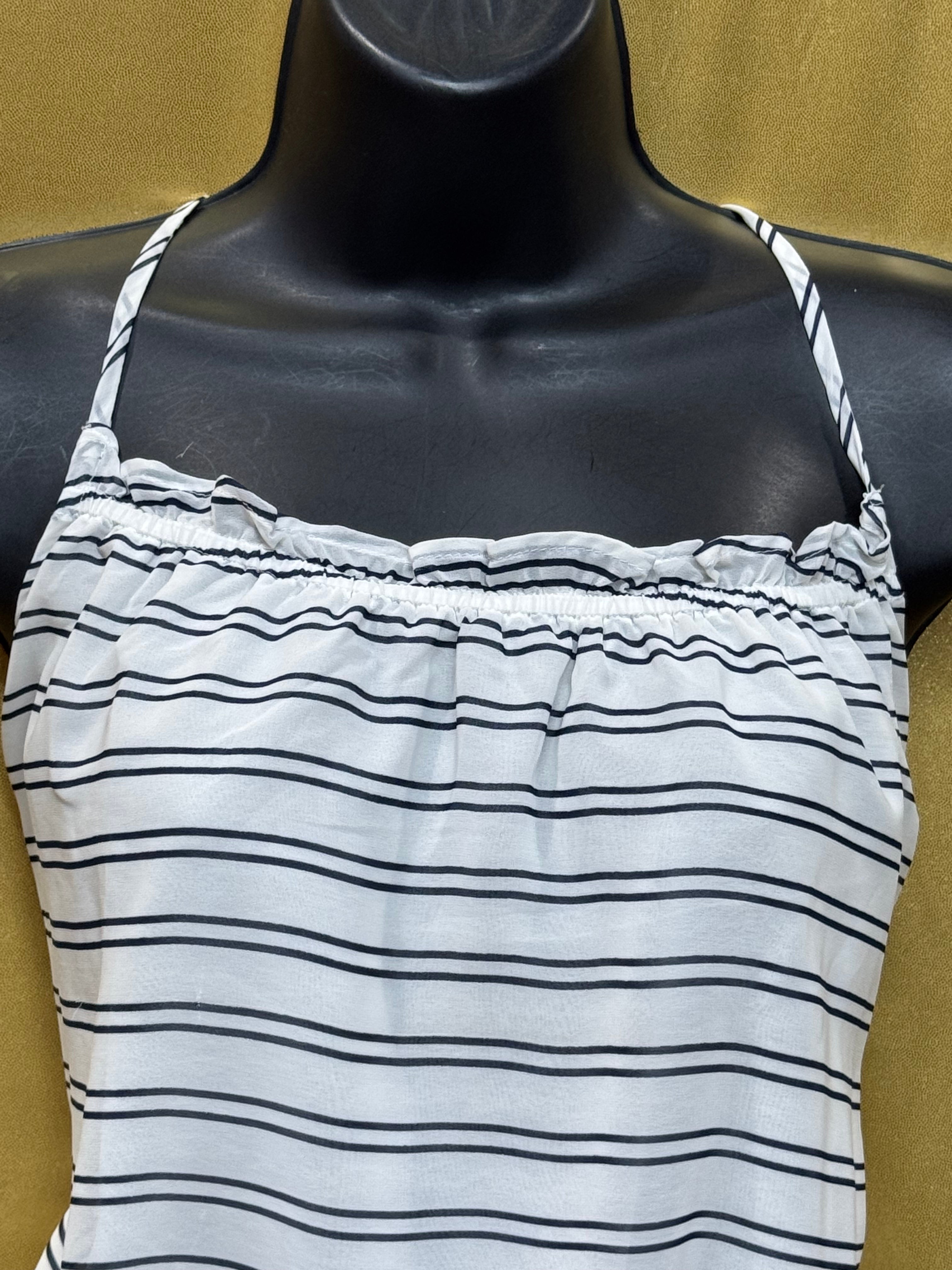 Banana Republic Striped Cami Tank Top Medium Ruffle Peplum 100% Polyester