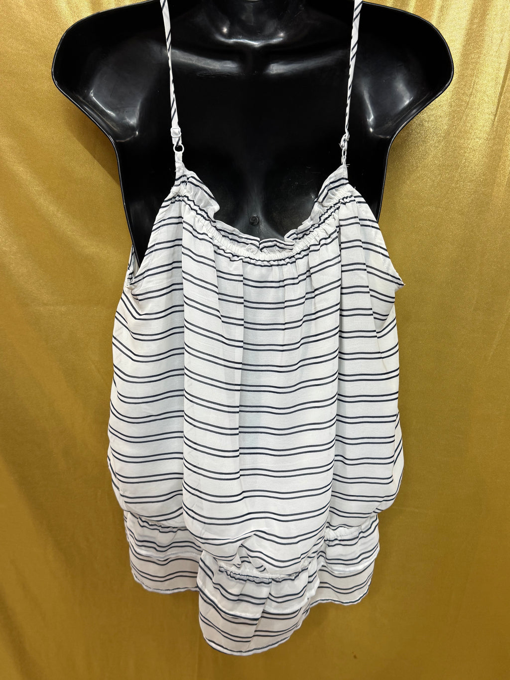 Banana Republic Striped Cami Tank Top Medium Ruffle Peplum 100% Polyester