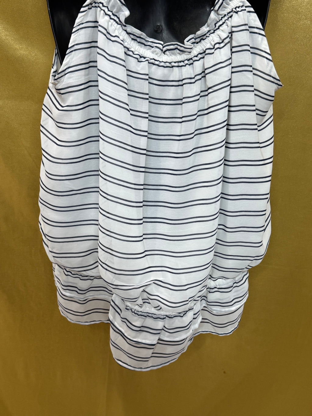 Banana Republic Striped Cami Tank Top Medium Ruffle Peplum 100% Polyester