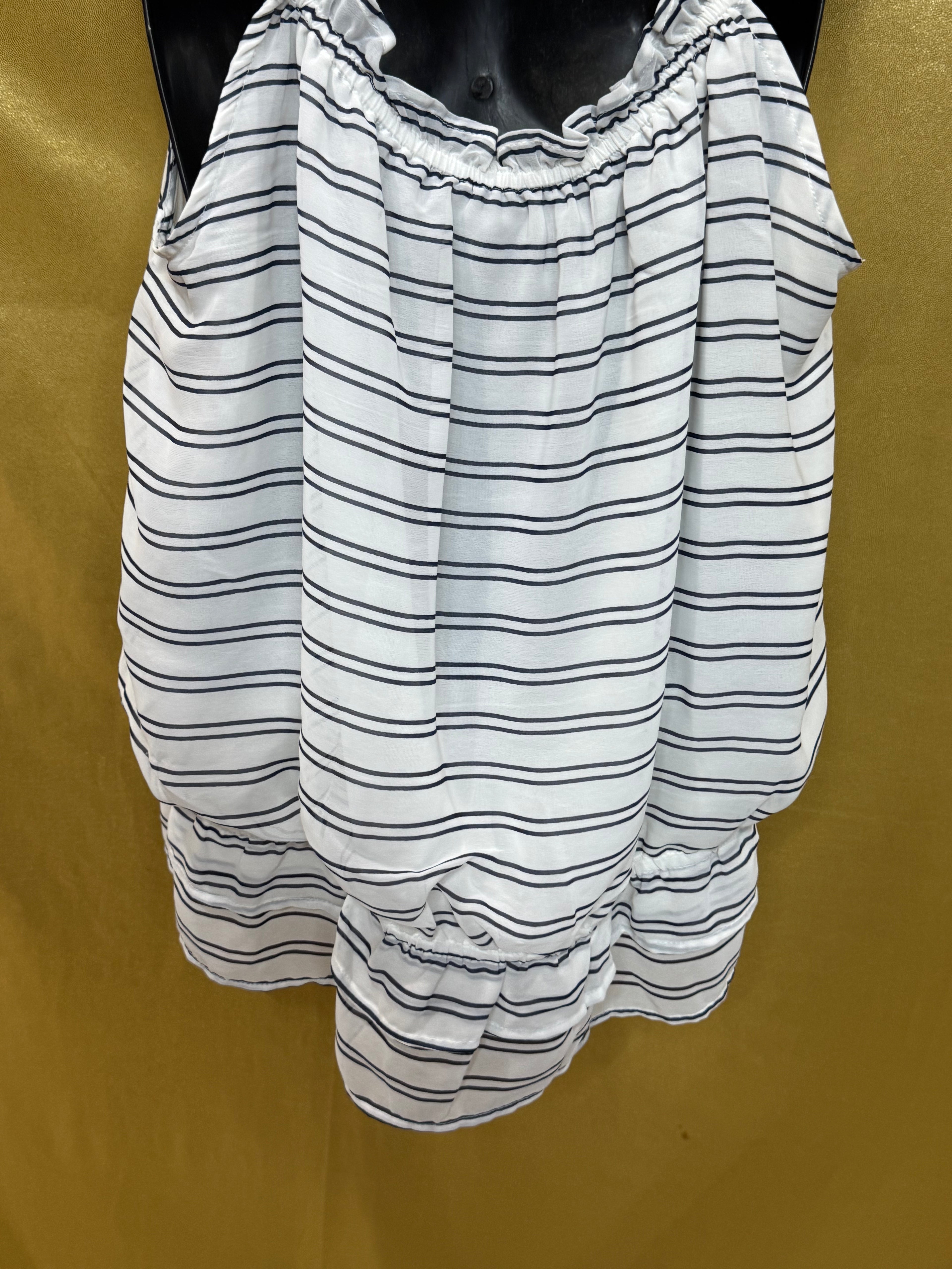 Banana Republic Striped Cami Tank Top Medium Ruffle Peplum 100% Polyester
