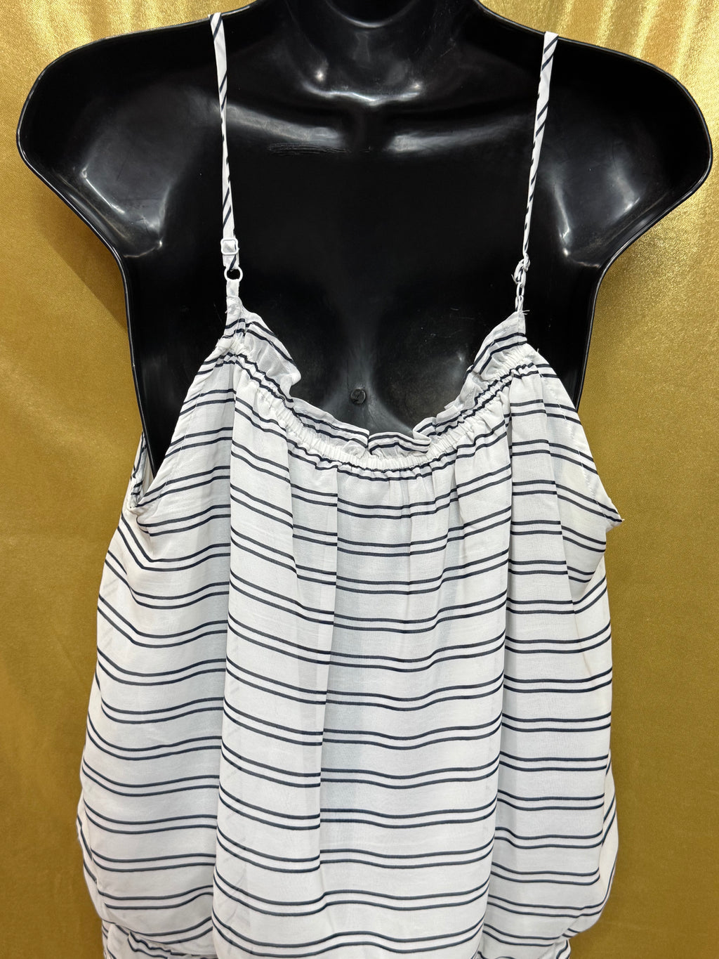 Banana Republic Striped Cami Tank Top Medium Ruffle Peplum 100% Polyester