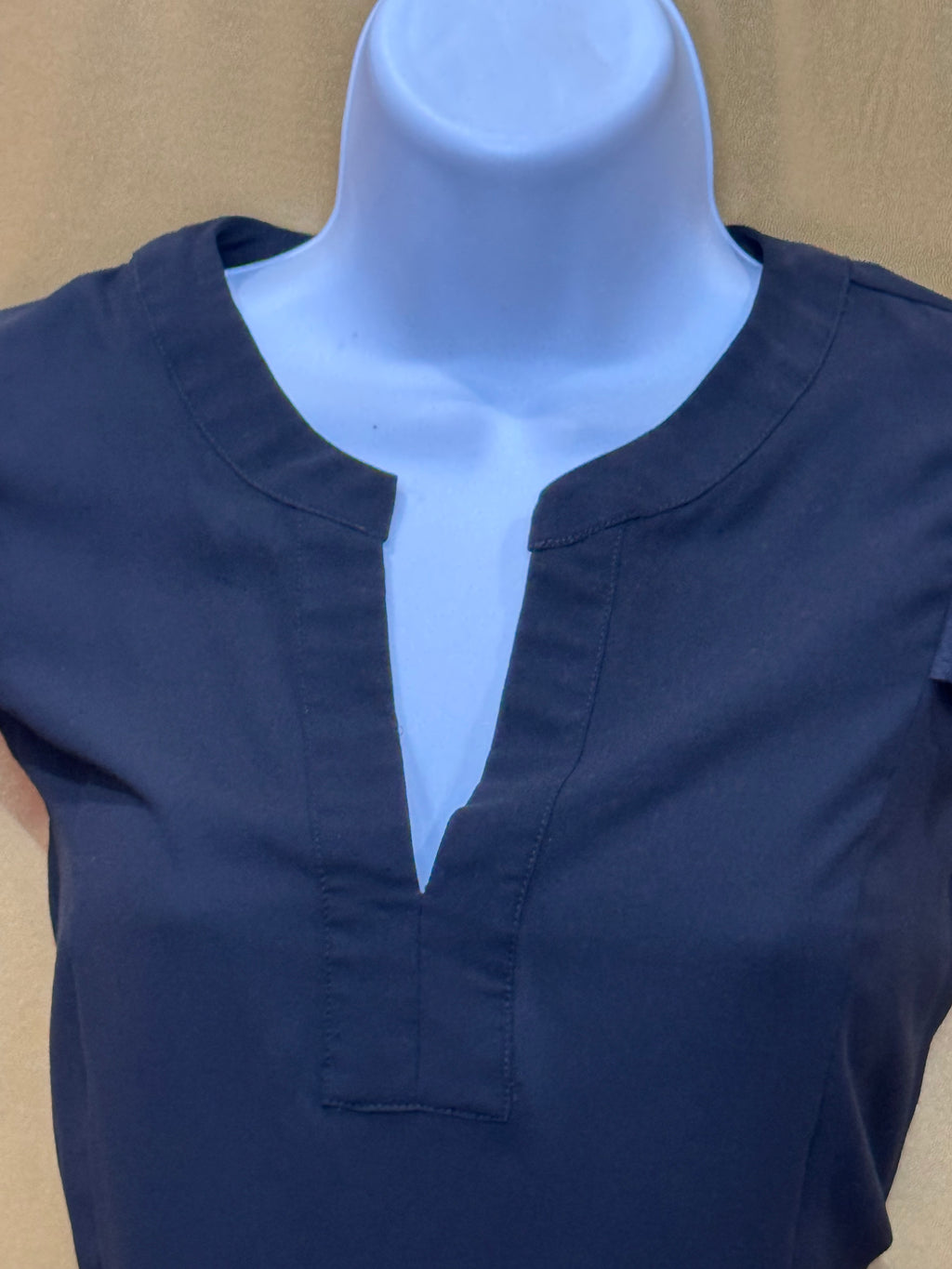 Pixley Black Split V-Neck Cap Sleeve Blouse with Silver Stud Trim - Size M