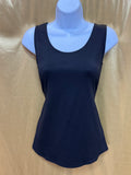 Kim Rogers Black Scoop Neck Sleeveless Blouse Size M Nylon Spandex Made in USA